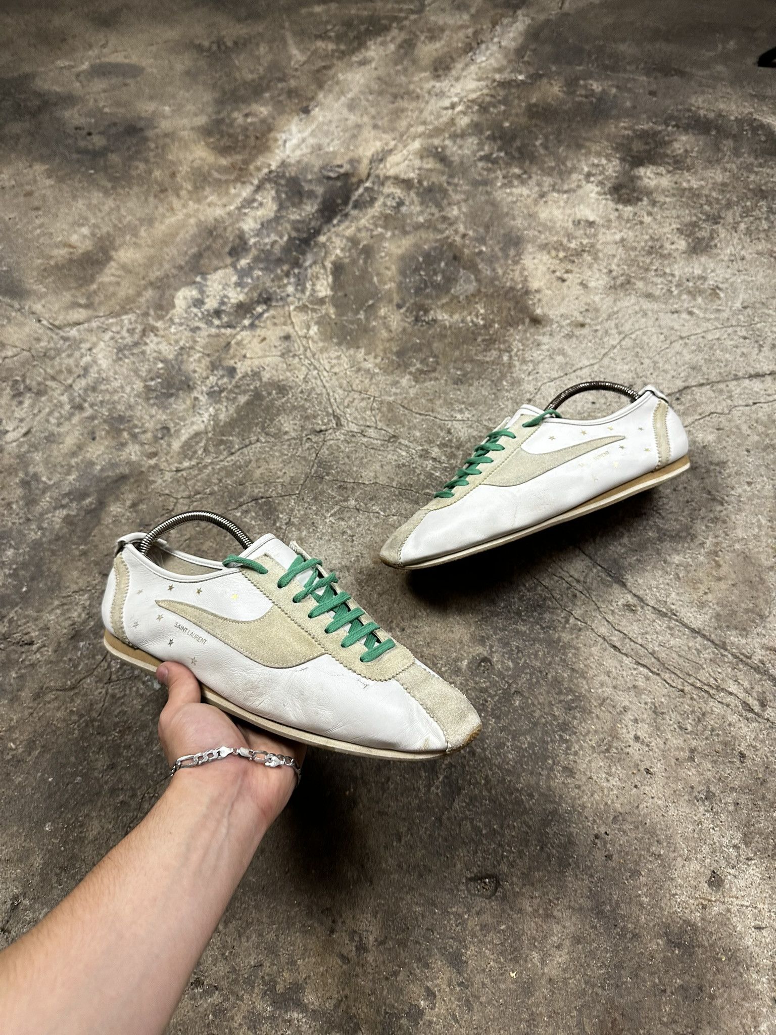 Saint Laurent Paris Rare Saint Laurent Paris Jay Stars Leather Low Sneakers Size US 12 / EU 45 - 1 Thumbnail