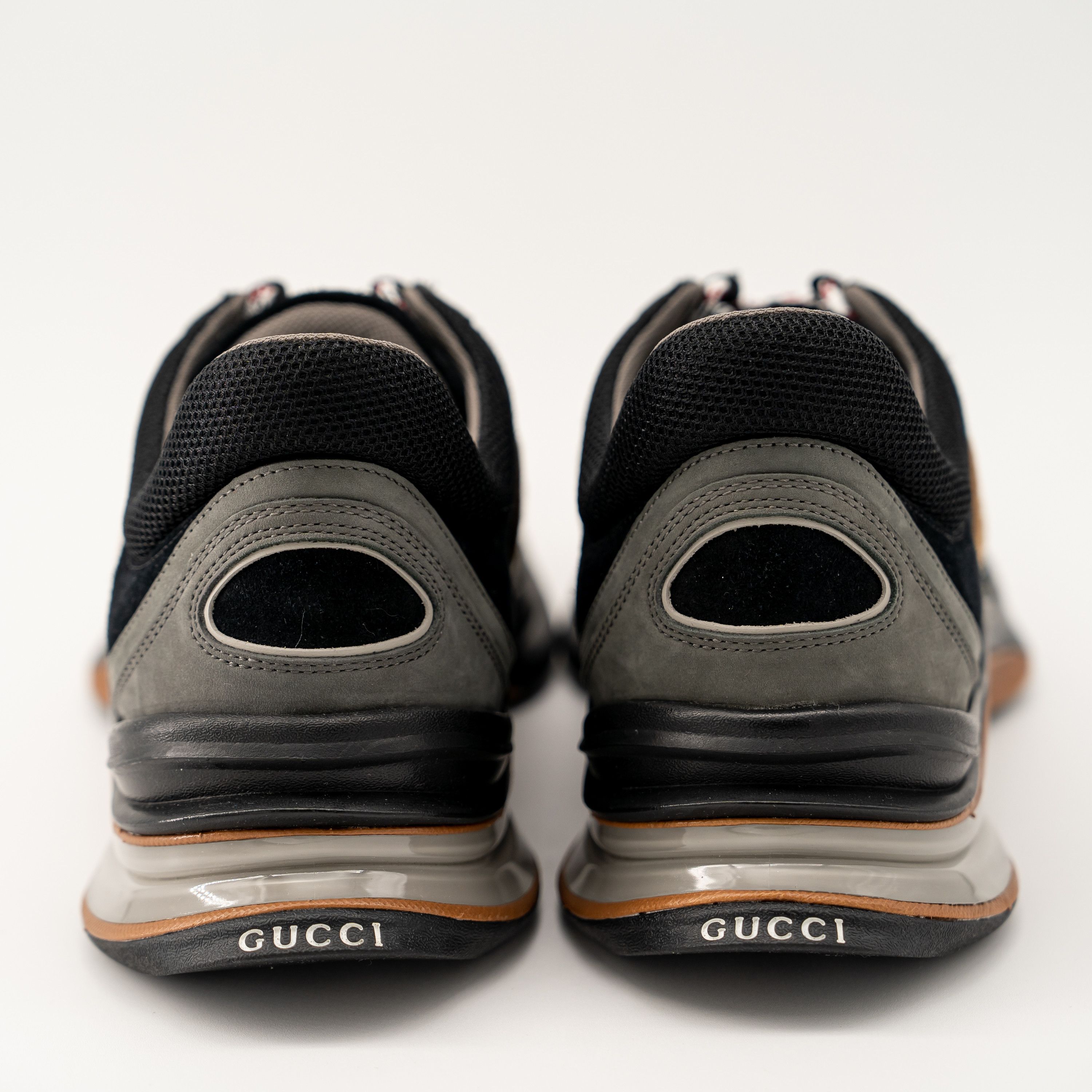 12G 12.5 US Gucci Run Suede Black Grey GG Sneakers