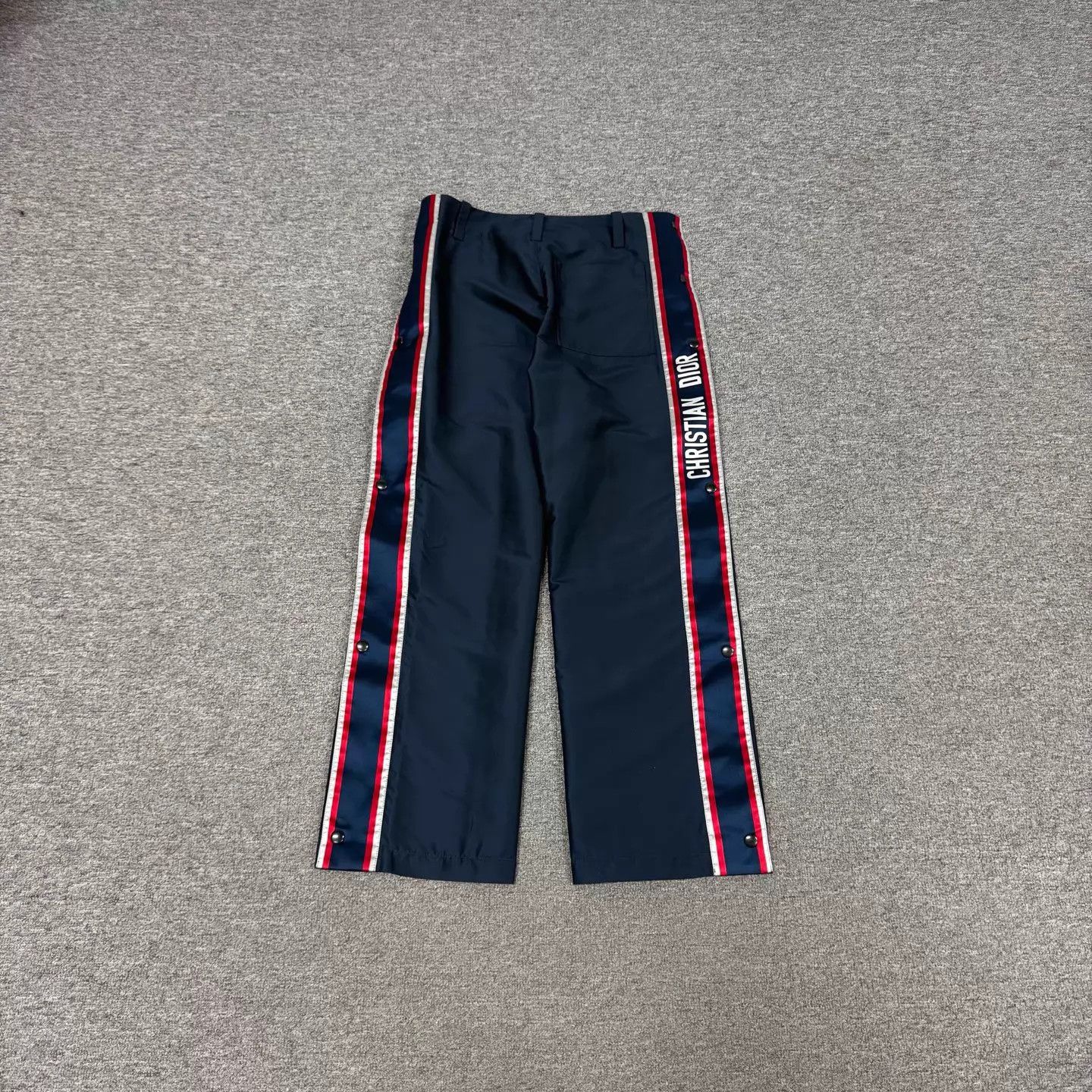 Dior Dior Navy Blue RW Webbing Logo Button Wide Pants Size 26" / US 2 / IT 38 - 1 Thumbnail