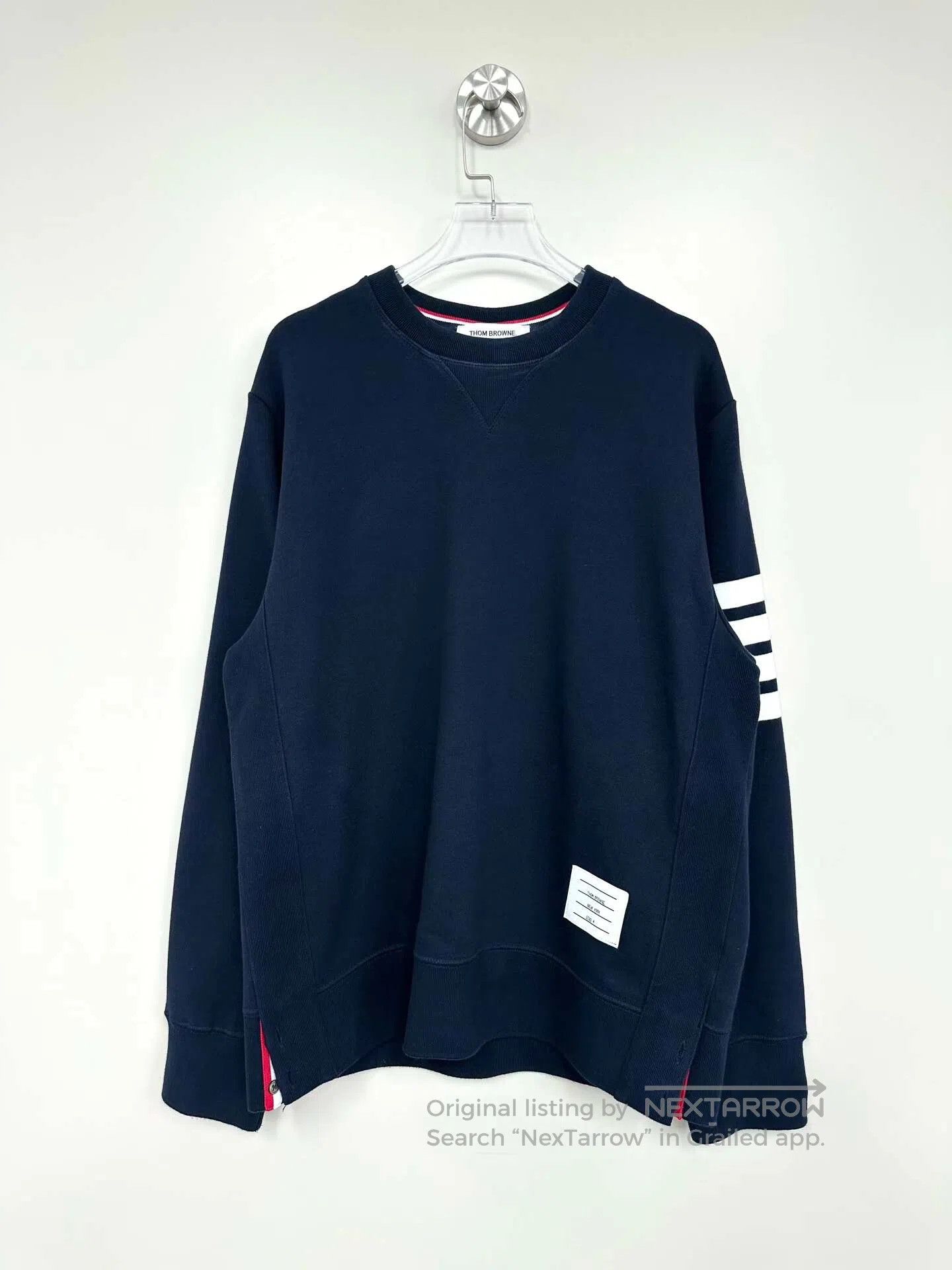 Thom Browne Thom Browne Deep Blue Classic Four-Stripe Long Sleeve Swea Size US XL / EU 56 / 4 - 1 Thumbnail