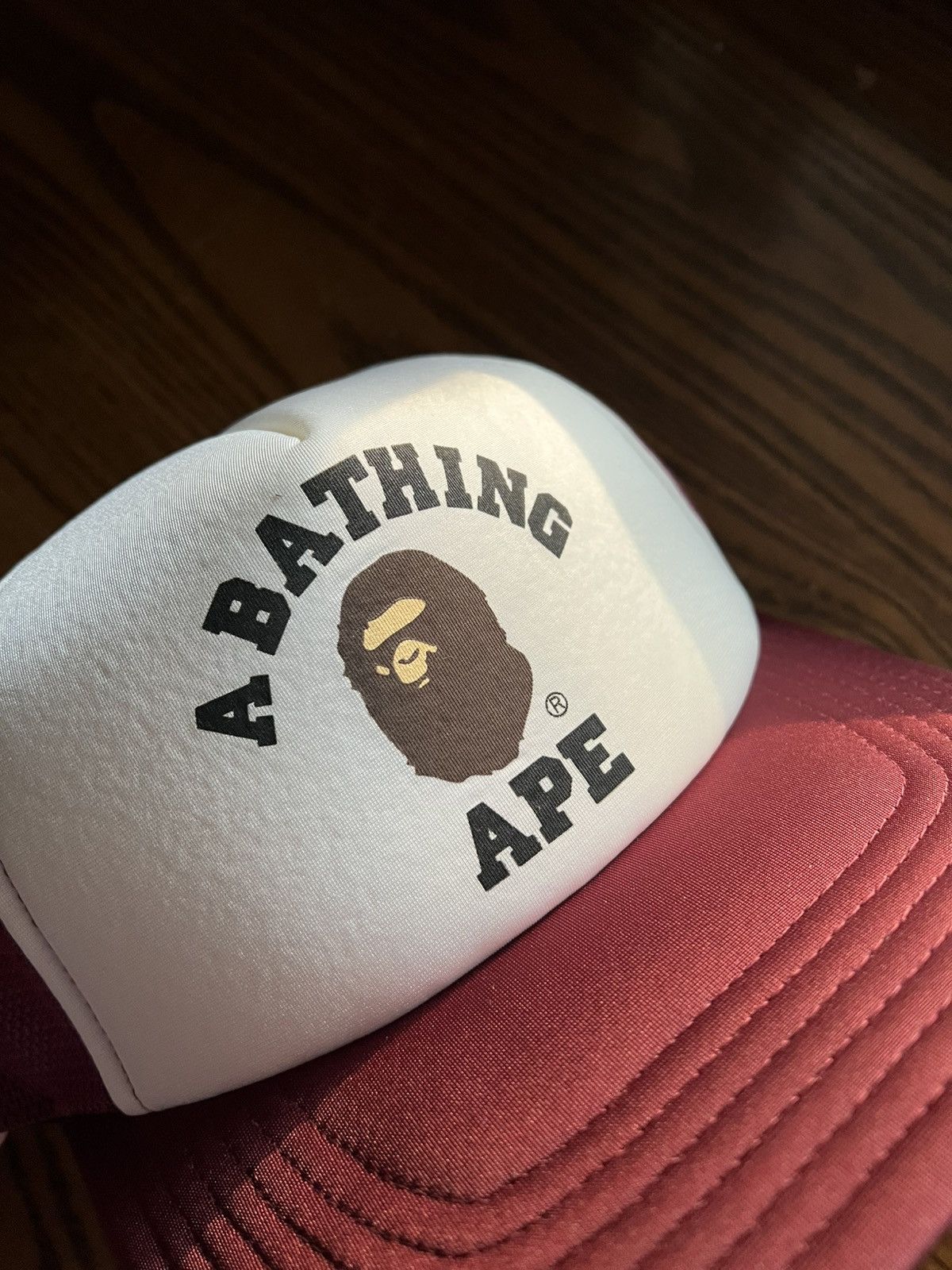 Bape Bape College Mesh Trucker Hat - Burgundy Size ONE SIZE - 3 Thumbnail