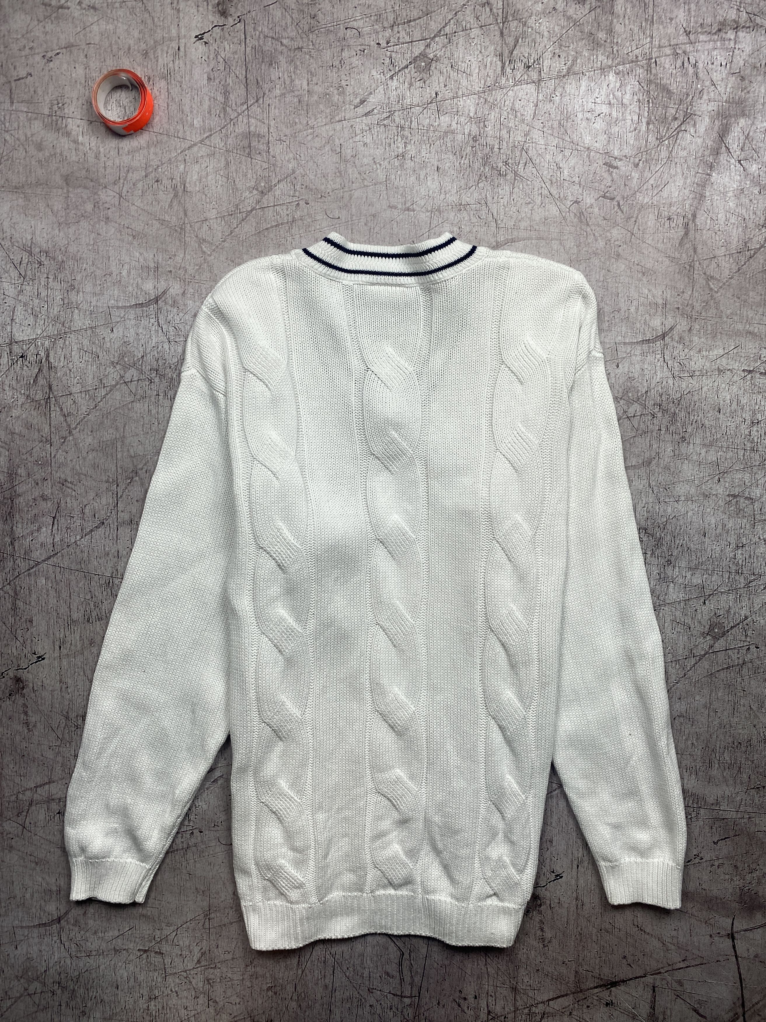 Lacoste × Vintage Lacoste Vintage Mens Cotton Knit V-neck Sweater Size US L / EU 52-54 / 3 - 6 Thumbnail