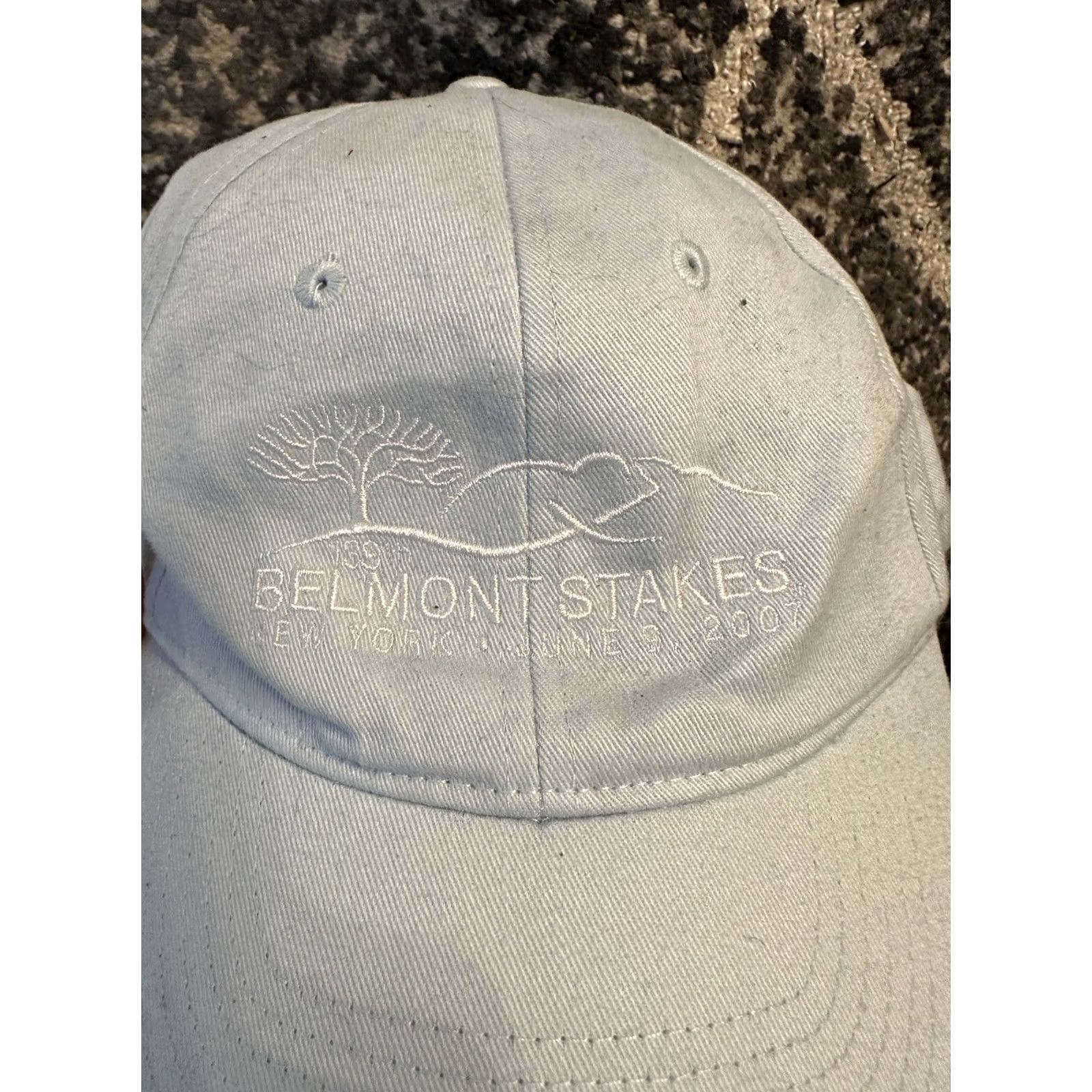 Vintage VINTAGE Belmont Stakes 2007 Hat Horse Races Blue Adjustable Strap Back Casual Baseball Cap Unisex Adults Mens Womens Size ONE SIZE - 3 Thumbnail
