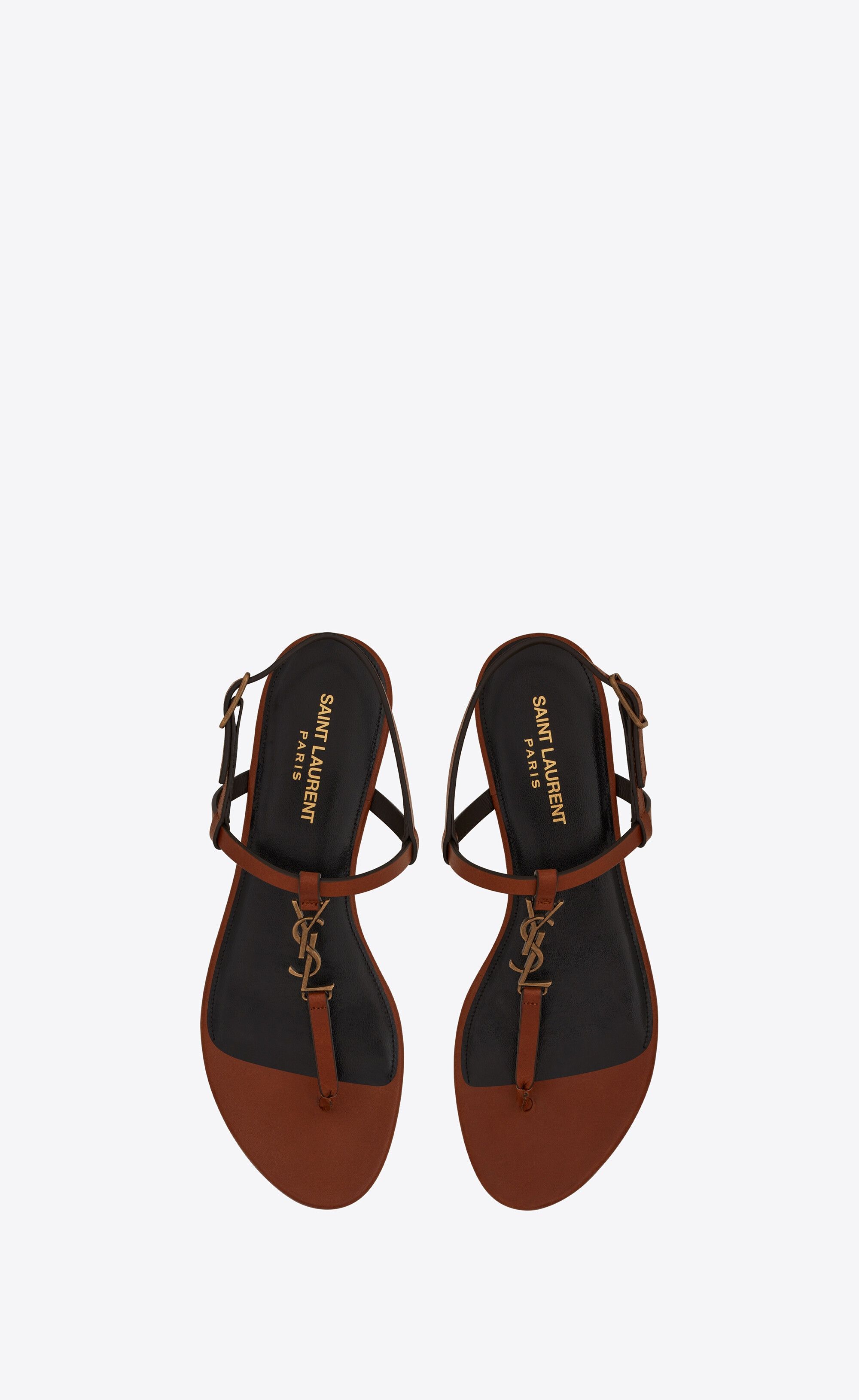 Saint Laurent Paris o1s1wg111224 Cassandra Flat Sandals Leather Gold-Tone Size US 9 / IT 39 - 2 Thumbnail
