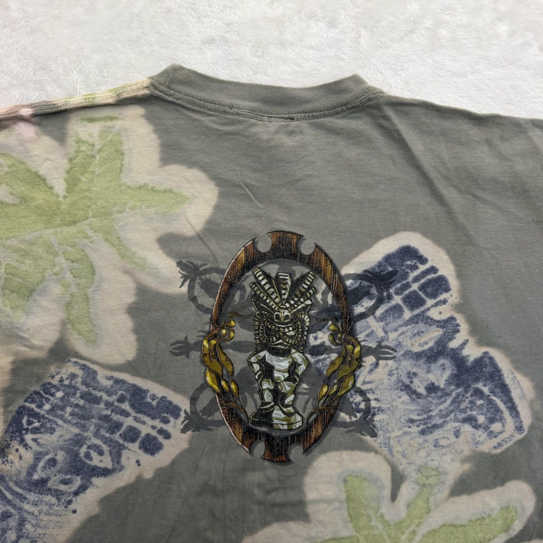 Vintage Global Generation Shirt Mens Large Gray Tiki Mask Palm All Over Graphic Tee Size US L / EU 52-54 / 3 - 3 Thumbnail