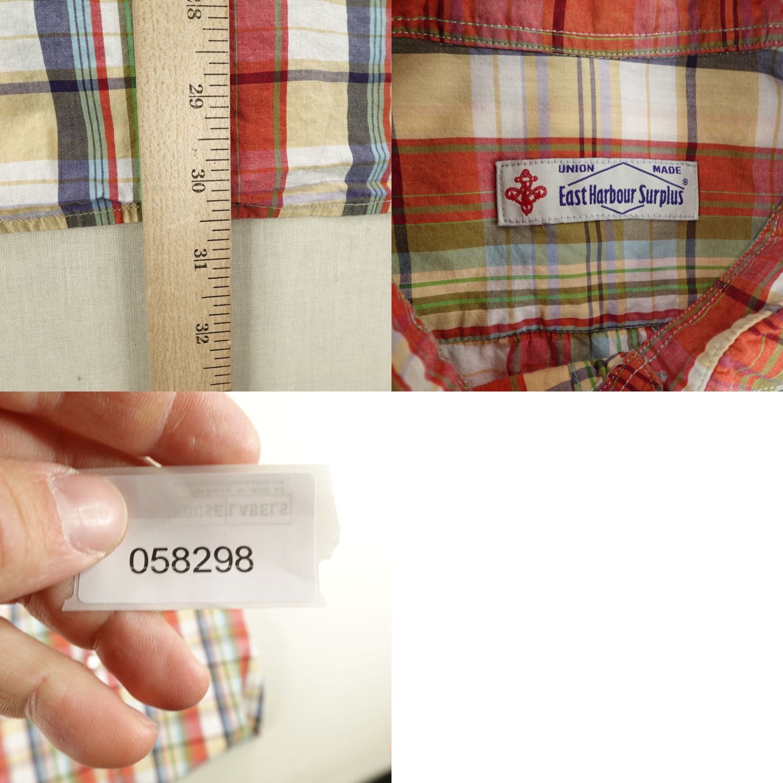 East Harbour Surplus VINTAGE East Harbour Surplus Men's Shirt XL Orange Plaid Button-Up Casual Formal Workwear Italy Size US XL / EU 56 / 4 - 8 Thumbnail