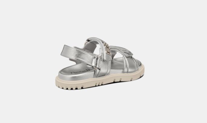 Dior o1w1db11124 Metallic Calfskin Dioract Sandals in Silver Size US 7 / IT 37 - 3 Thumbnail