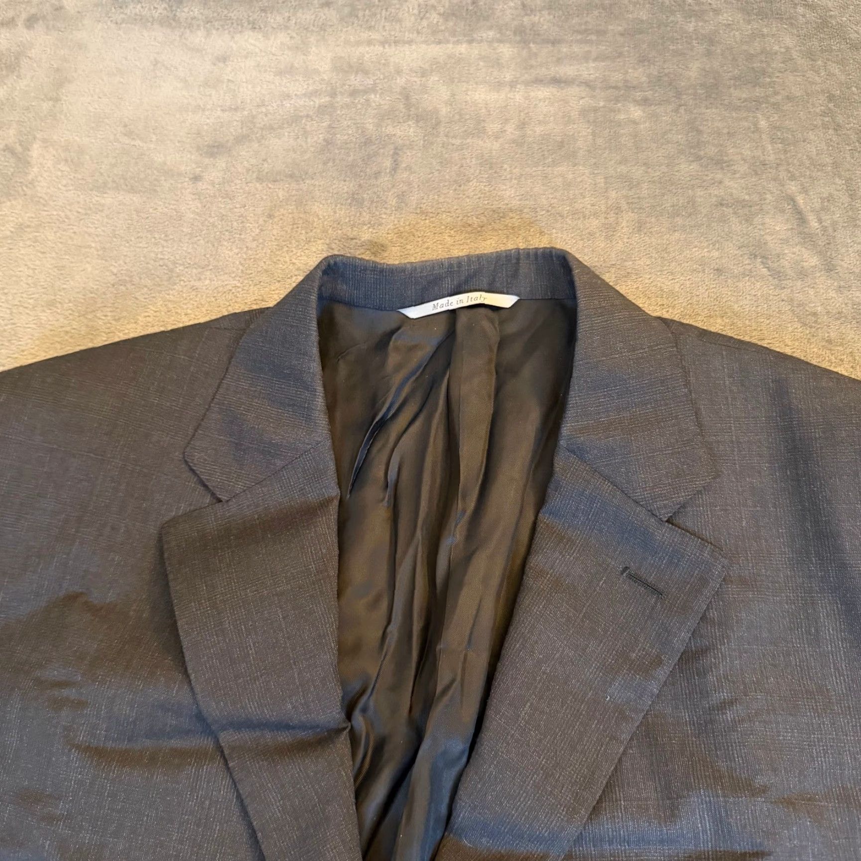 Canali VINTAGE Canali Charcoal Gray Pinstripe Suit Jacket Blazer NOTCH Not applicable? Size 46R - 2 Thumbnail