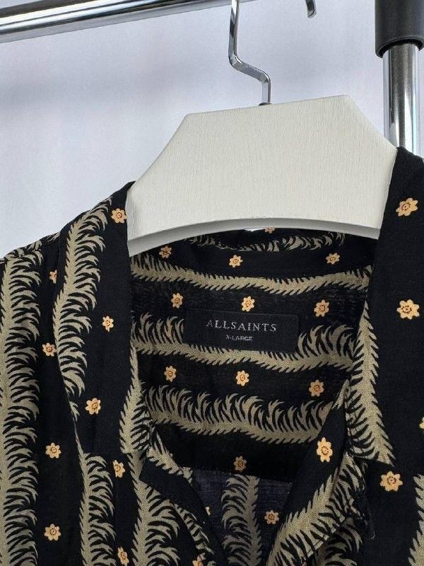 Allsaints AllSaints Short Sleeve Button Up Shirt Men Black Patterned Size US XL / EU 56 / 4 - 5 Thumbnail
