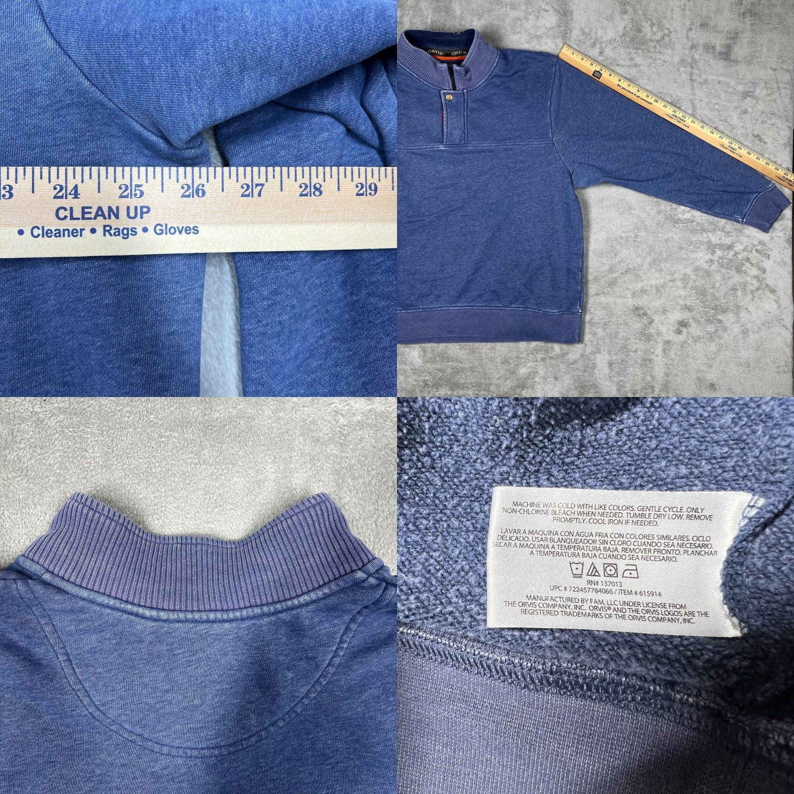 Orvis Orvis Men’s 2XL 1/4 Zip Sweatshirt Blue Pullover Knit Mock Neck Rib Cuff Button Snap All Seasons Casual Pullover Men’s Knit Top Fishing Logo 1/4 Zip Size US XXL / EU 58 / 5 - 9 Thumbnail