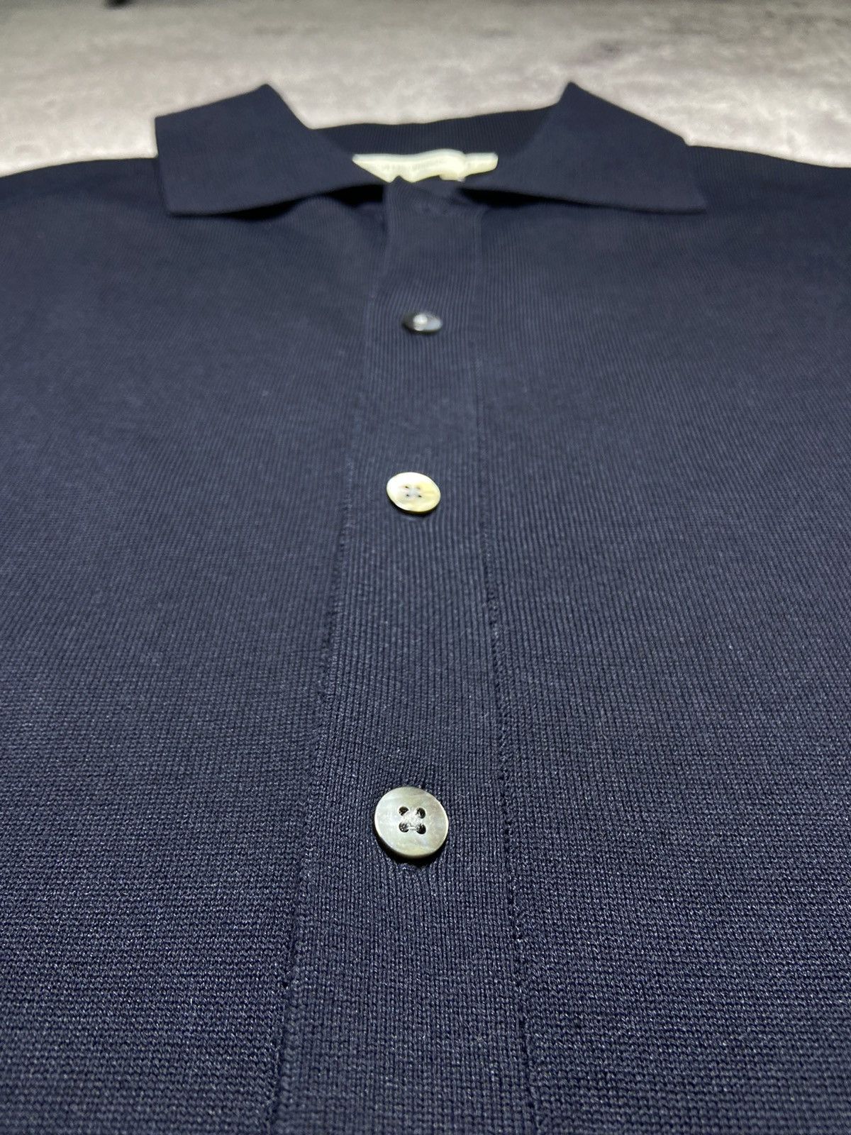 Suitsupply SUITSUPPLY Cotton Silk Navy Button Knit Shirt Short Sleeve S Size US S / EU 44-46 / 1 - 4 Thumbnail