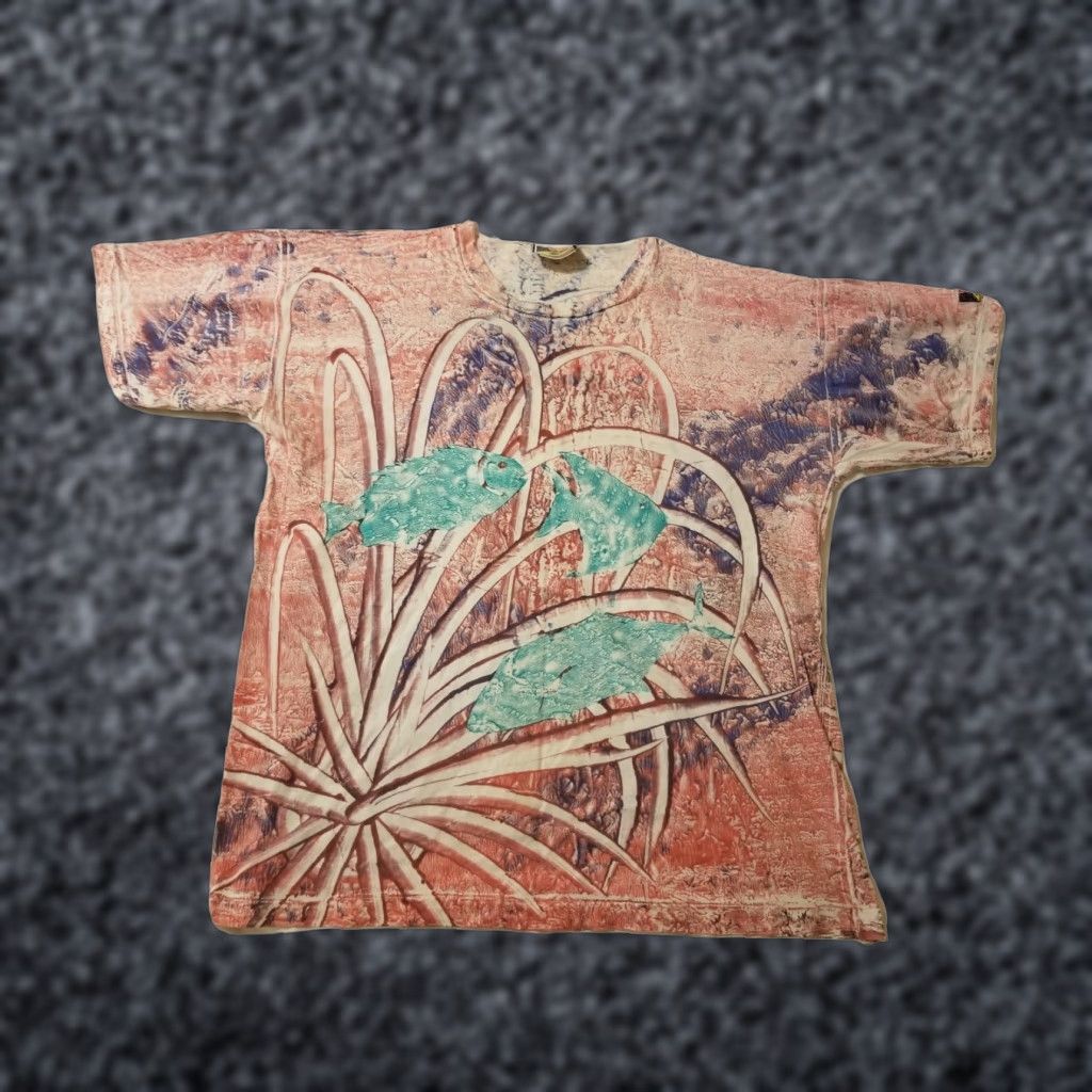Rainbow VINTAGE Surf Club Fish All Over Print T-Shirt Adult Large Beige Rainbow Mens Size US L / EU 52-54 / 3 - 1 Thumbnail