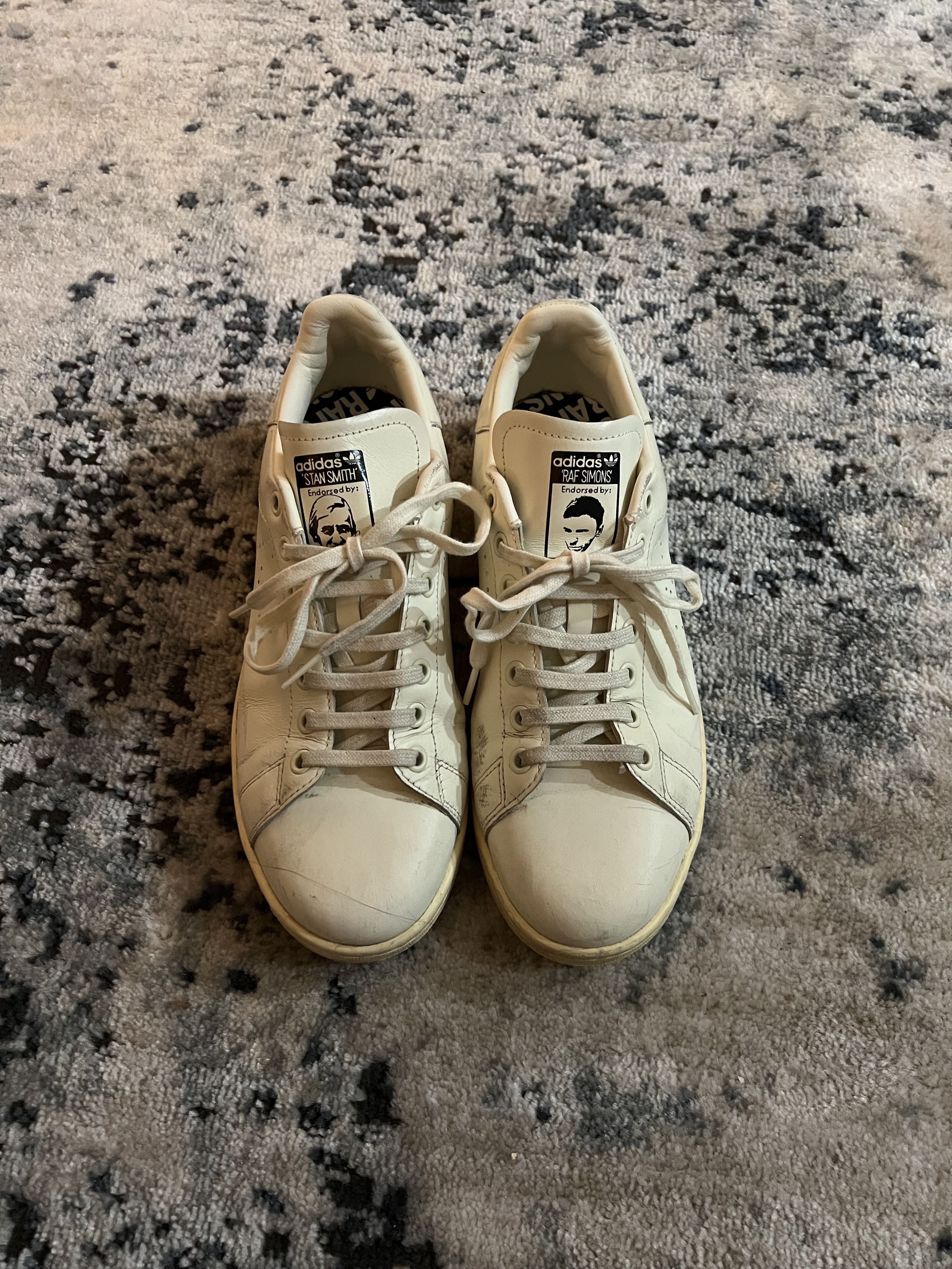 image of Adidas Stan Smith Cream/black Shoes, Men's (Size 9)