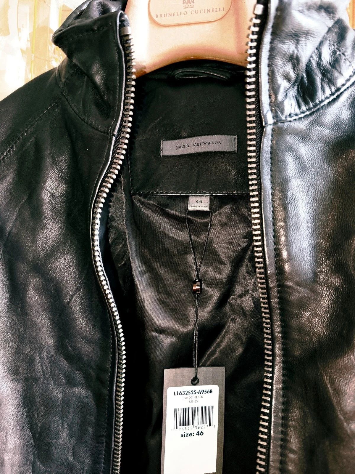 John Varvatos John Varvatos Crinkled Slim Fit Leather Jacket Black Size US S / EU 44-46 / 1 - 8 Thumbnail