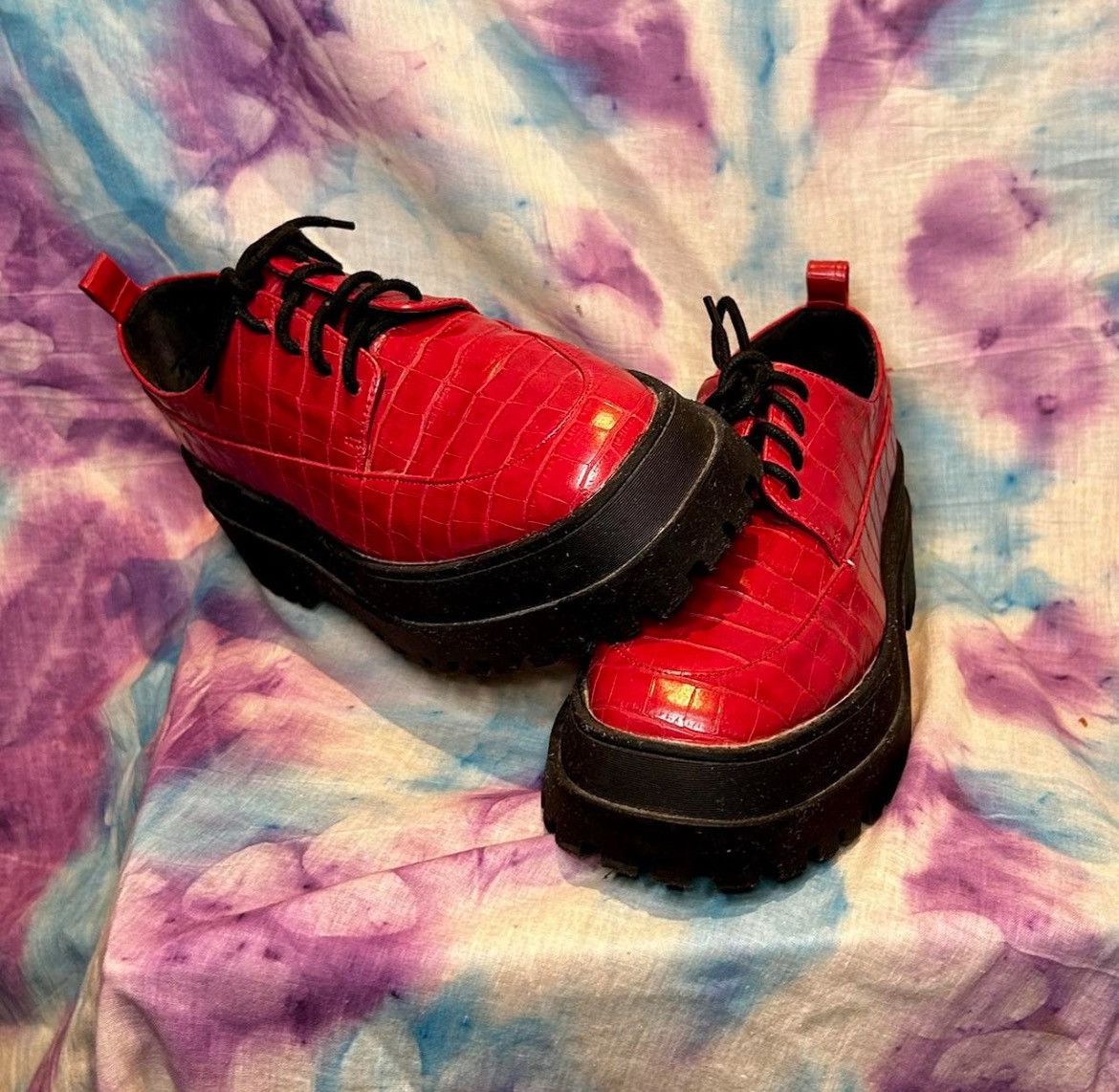 Other faux red leather alligator oxfords Size US 9.5 / IT 39.5 - 3 Thumbnail