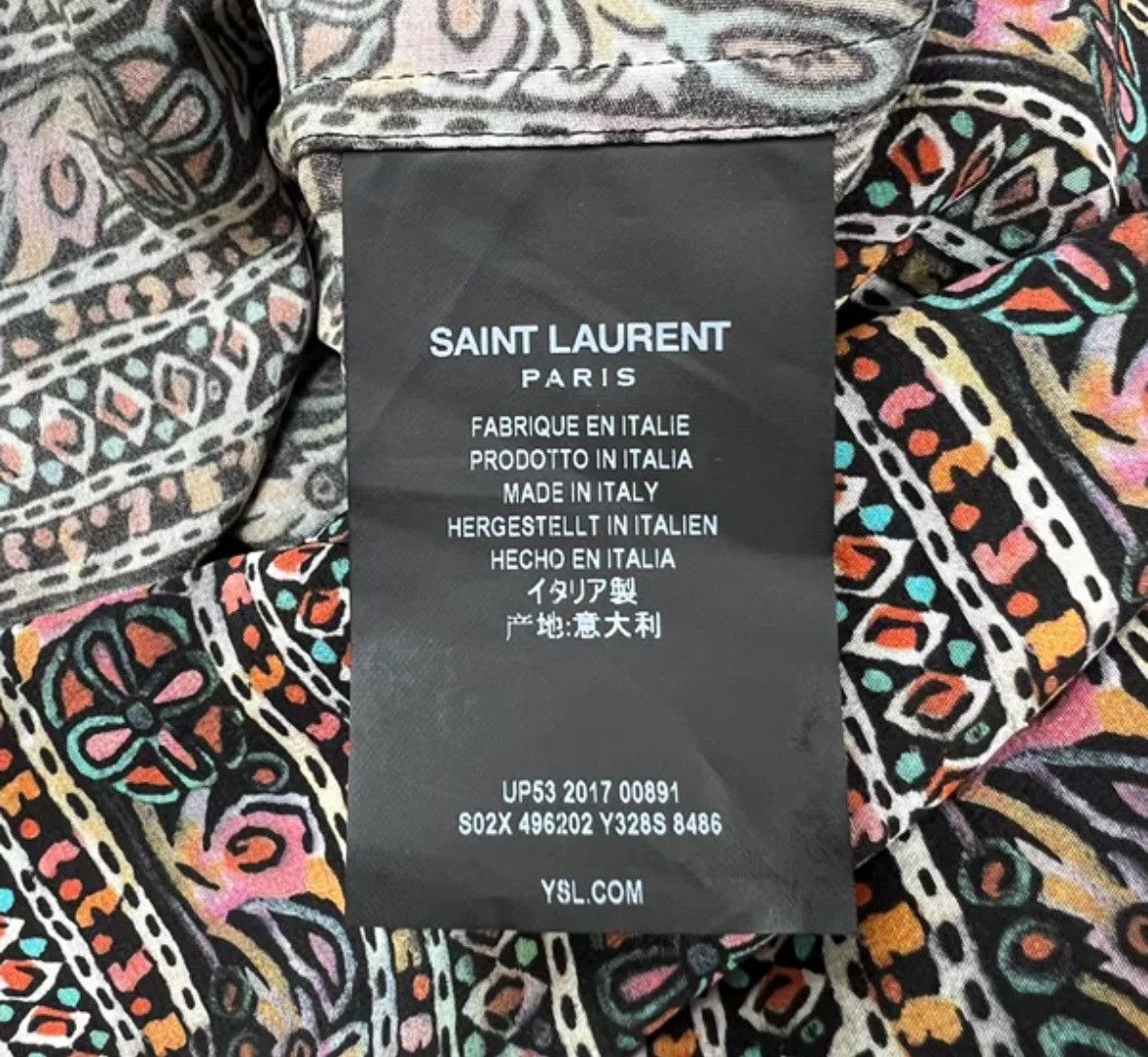 Saint Laurent Paris × Yves Saint Laurent Saint Laurent slp18ss silk clover totem shirt2412-Nextarrow Size US S / EU 44-46 / 1 - 4 Thumbnail