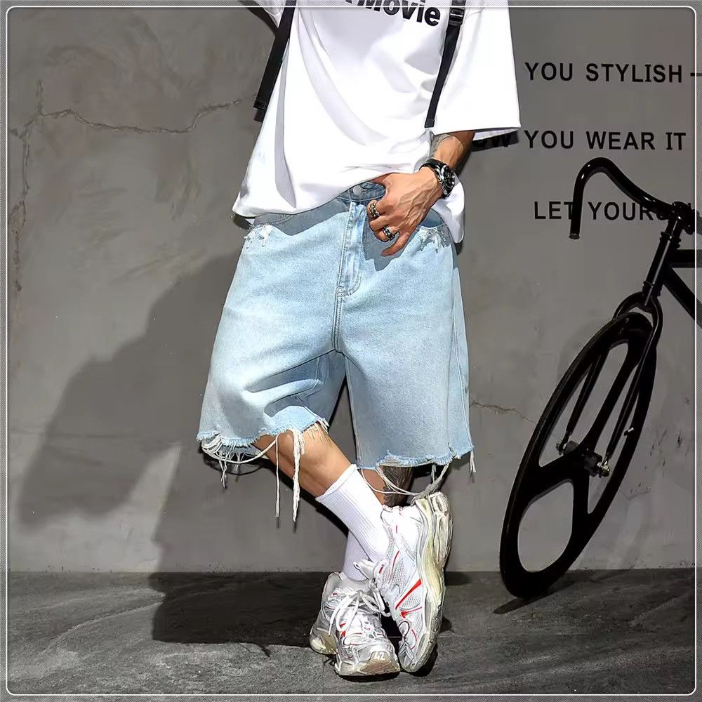 Jean Korean style ripped light jeans shorts jorts Size US 32 / EU 48 - 2 Thumbnail