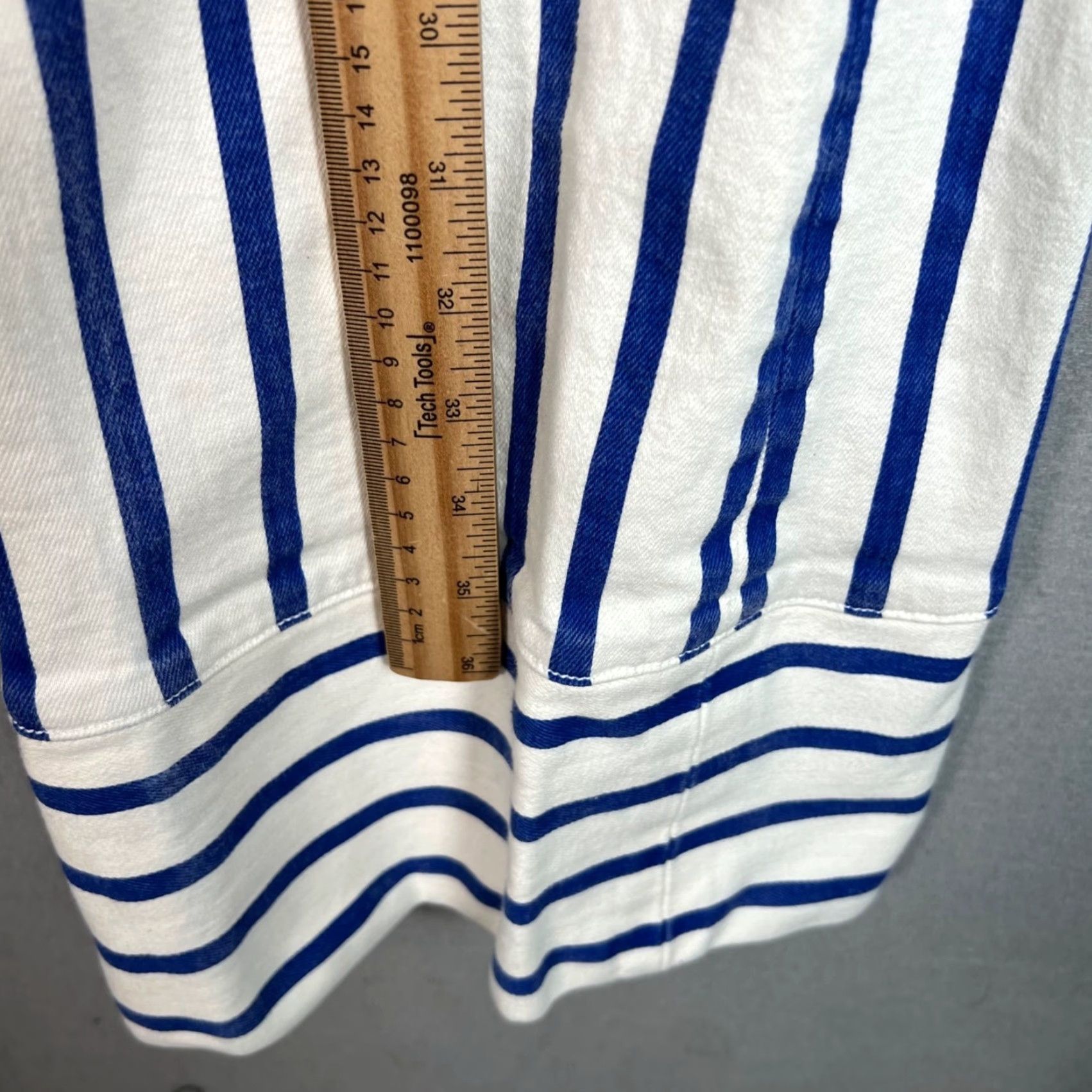Vintage ASKK NY Pants Adult Womens 26 White Striped Wide-Leg Cotton Blend 30" Inseam Size 26" / US 2 / IT 38 - 6 Thumbnail