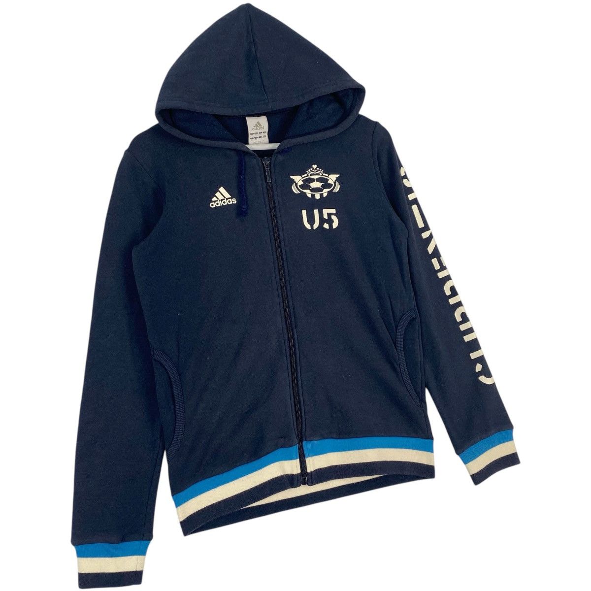 Adidas × Vintage Vintage Adidas Hoodie Full Zip Sweater Navy Blue Size M Size US M / EU 48-50 / 2 - 3 Thumbnail