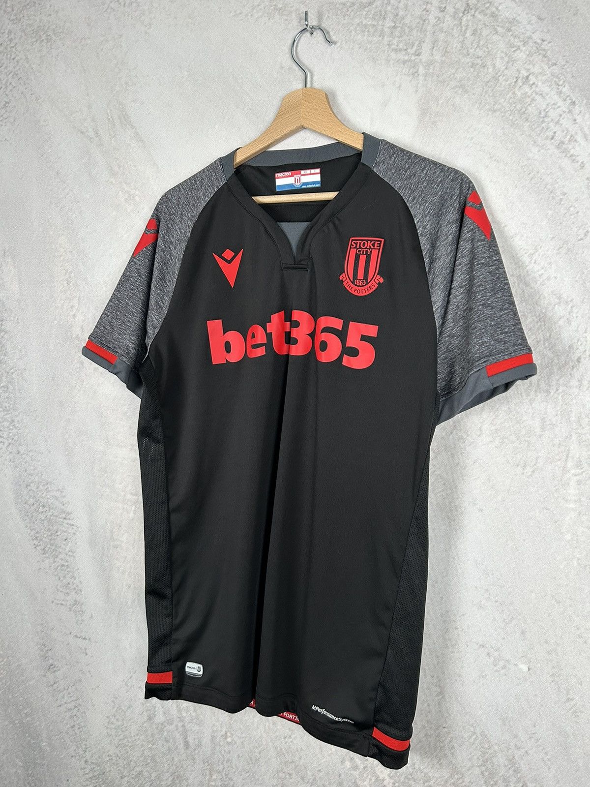 Macron Stoke City Soccer Jersey Football Retro Premier League Rare Size US L / EU 52-54 / 3 - 2 Thumbnail