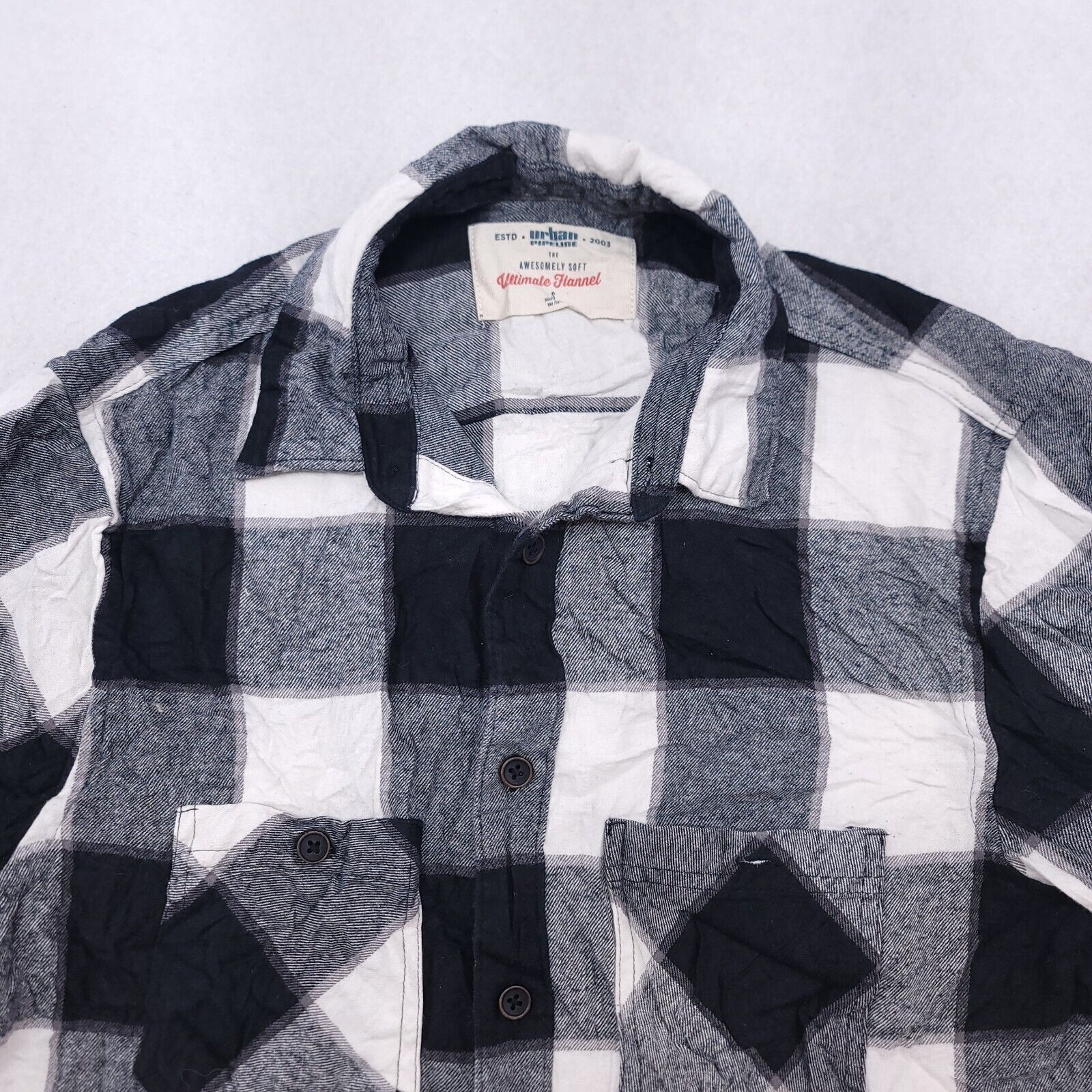 Urban Pipeline Urban Pipeline Gingham Flannel Shirt Mens Size Small S Gray Size US S / EU 44-46 / 1 - 1 Thumbnail