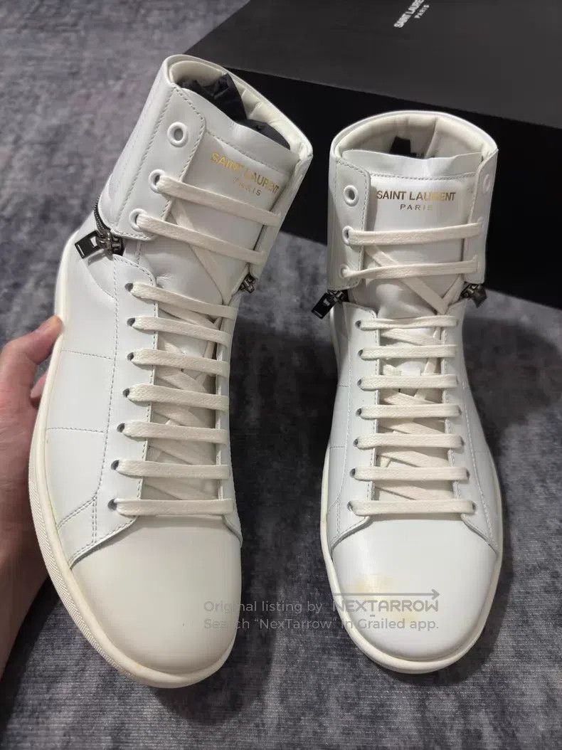 Saint Laurent Paris Saint Laurent Paris Cowhide Pure White High-top Adjustable Size US 7 / EU 40 - 1 Thumbnail