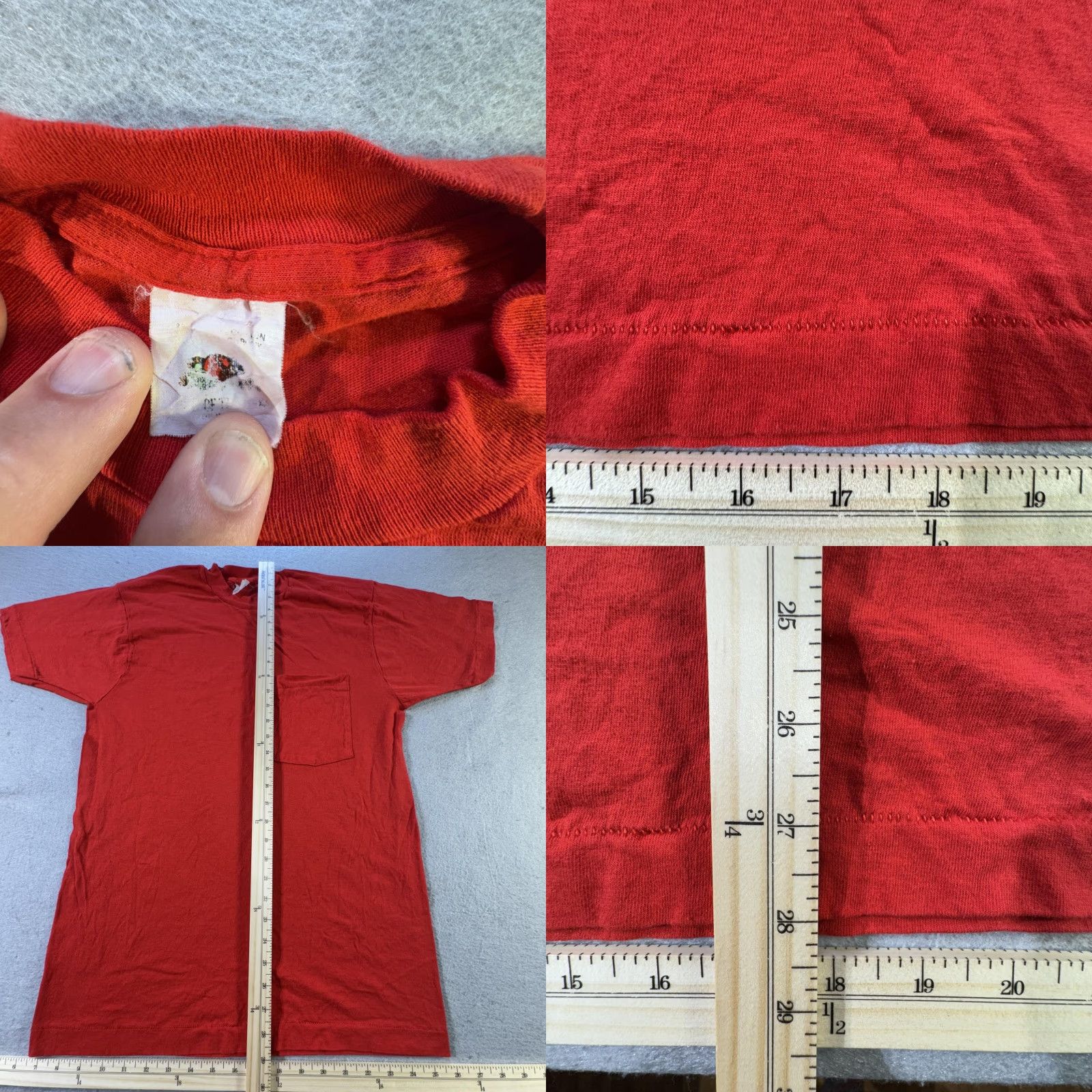 Vintage VINTAGE Screen Stars Shirt Mens Large Red Pocket Single Stitch USA Made 90s Crew Neck Short Sleeve T-Shirt Cotton Blank Size US L / EU 52-54 / 3 - 8 Thumbnail