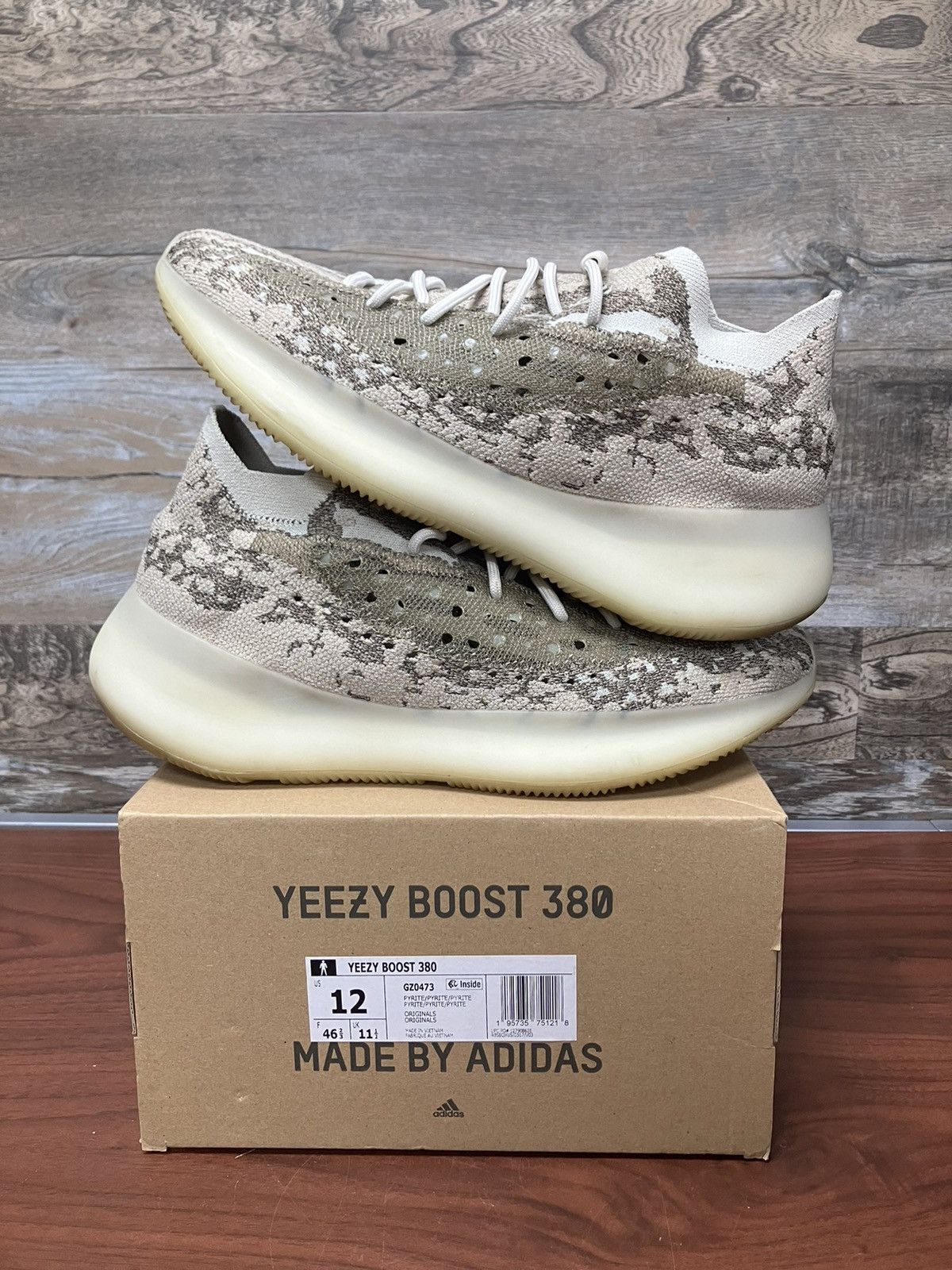 image of Adidas x Kanye West Yeezy Boost 380 Pyrite Size 12 Shoes in Grey, Men's