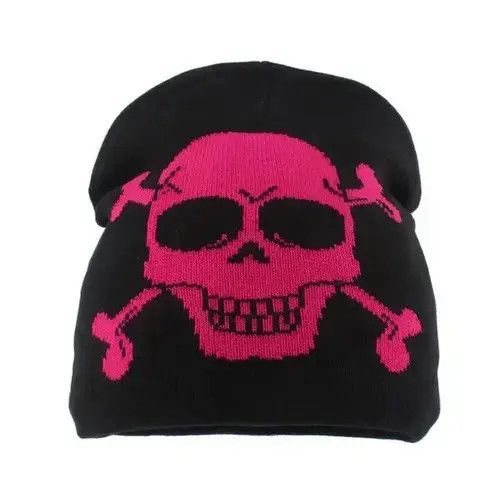 Other Acrylic Knited Pink Skull Beanies Hat Unisex Size ONE SIZE - 1 Thumbnail