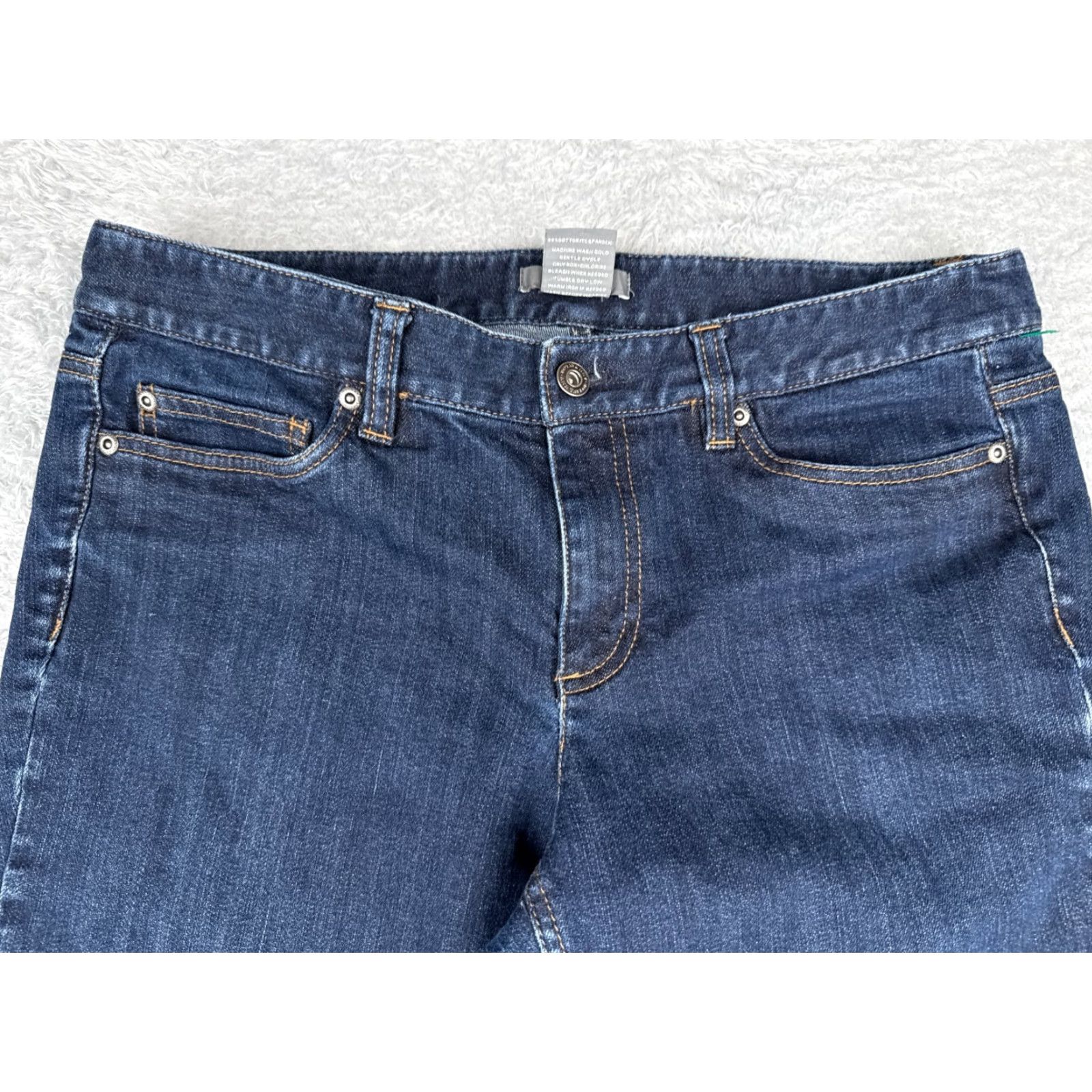 Ann Taylor VINTAGE Ann Taylor Women Jeans Straight Leg 12 Blue Denim Mid Rise 34x31 Distressed Embroidered Zipper Size 34" / US 12 / IT 48 - 4 Thumbnail