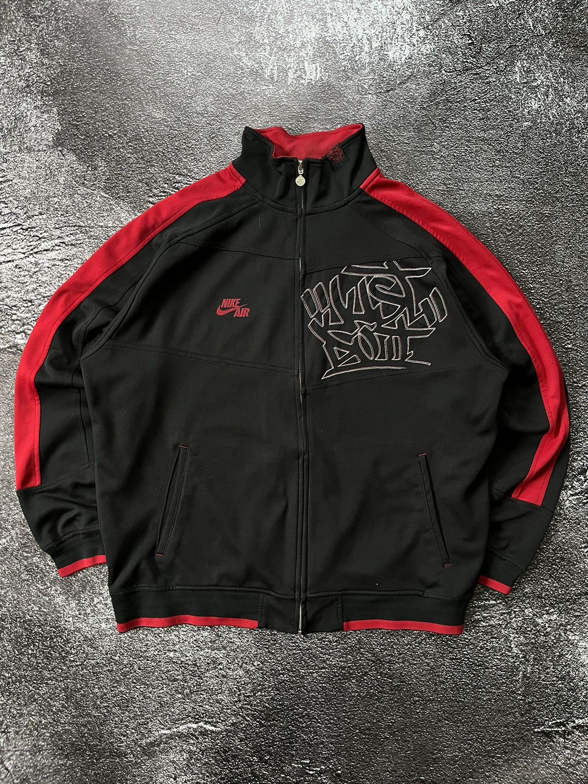 Image of Vintage Nike Zipup Track Jacket Nike Air 90’S-00’S Hip-Hop in Black, Men's (Size XL)