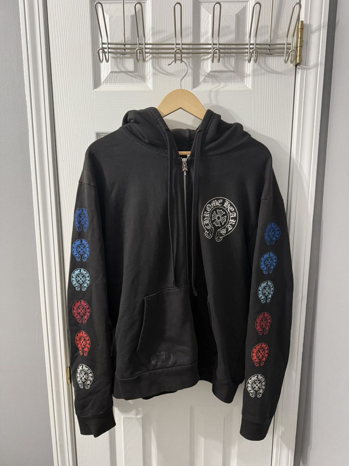 Chrome Hearts Chrome Hearts Multi Color Horseshoe Logo Black Zip