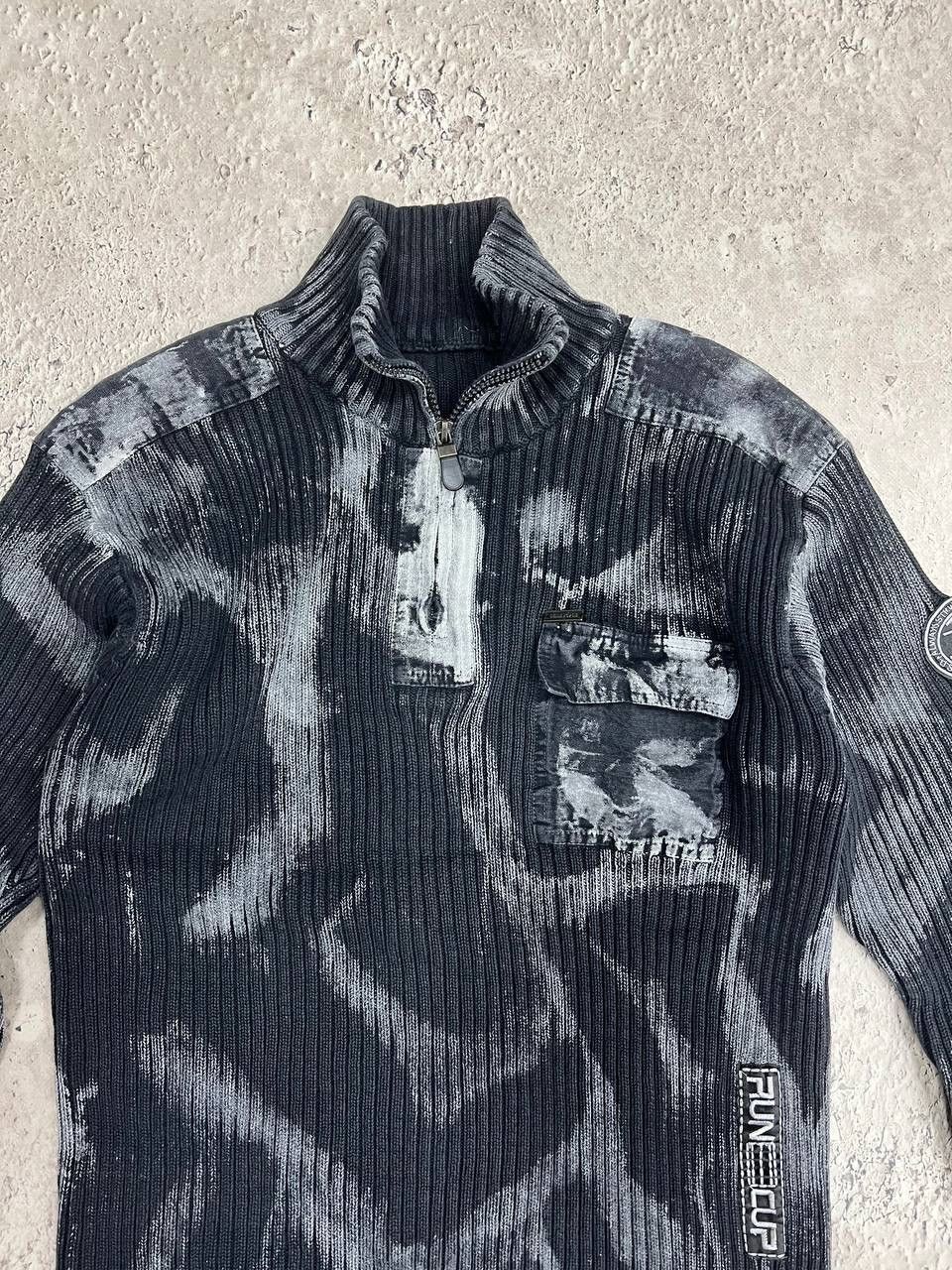 Japanese Brand Vintage Y2K Diesel Style Washed Grey 3/4 Zip Sweater Size US M / EU 48-50 / 2 - 3 Thumbnail