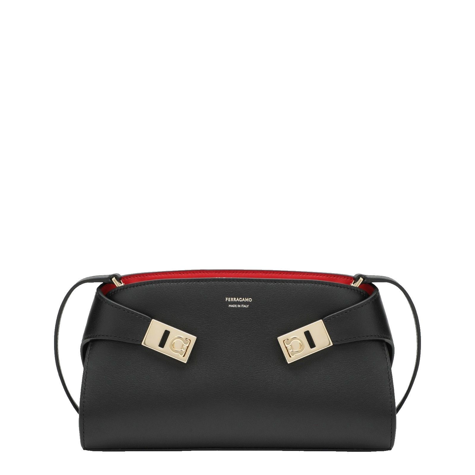 Salvatore Ferragamo FERRAGAMO Hug Black Red Calfskin Mini Crossbody Bag New & Au Size ONE SIZE - 1 Thumbnail