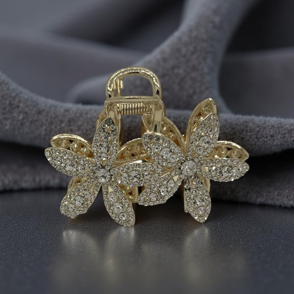 Other Gold Rhinestone Daisy Floral Hair Strong Claw Clip Y2K Glam Size ONE SIZE - 1 Thumbnail