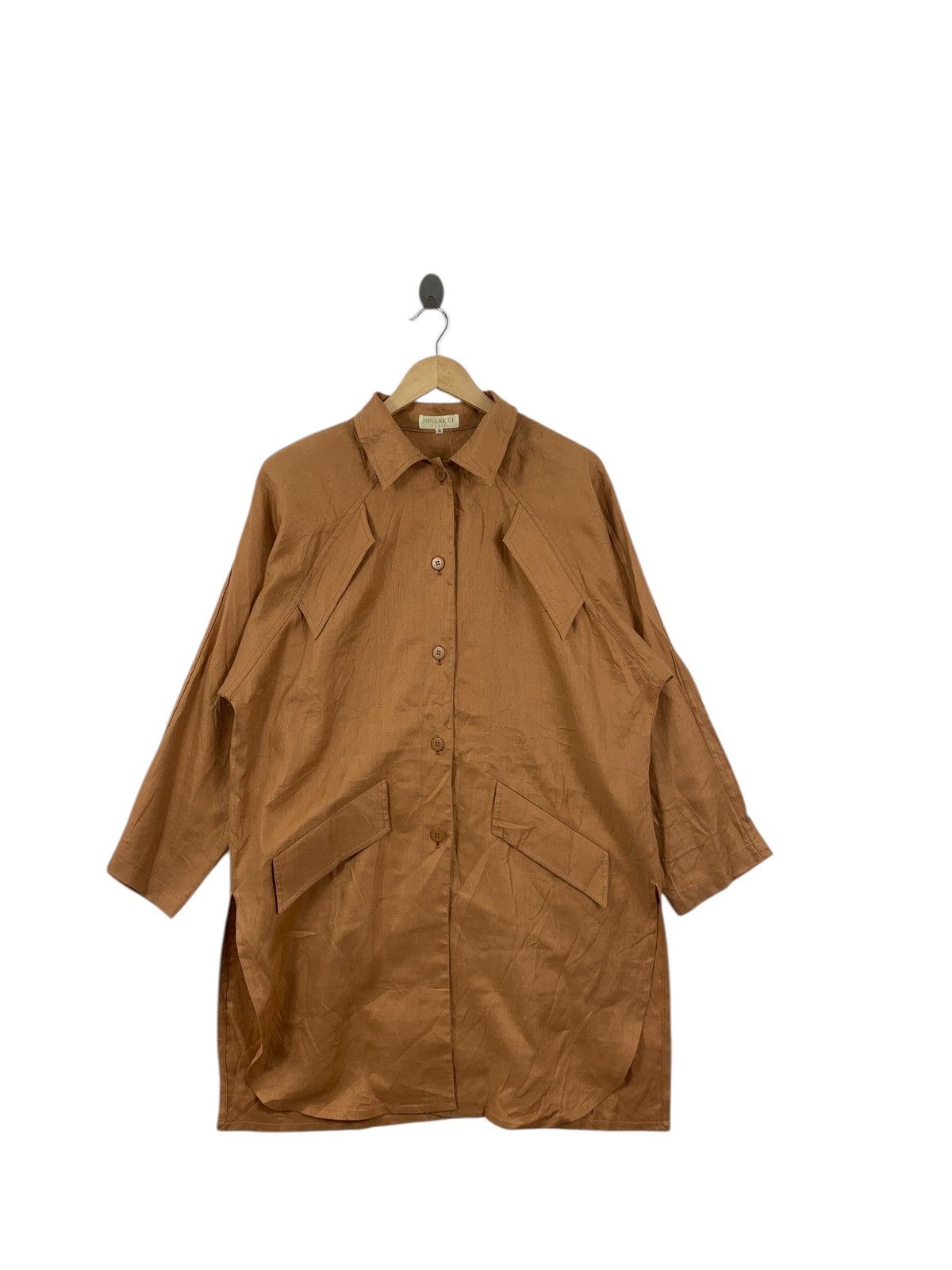 Nina Ricci Vintage NINA RICCI PARIS Minimalist Design Trench Coat Size L / US 10 / IT 46 - 4 Thumbnail