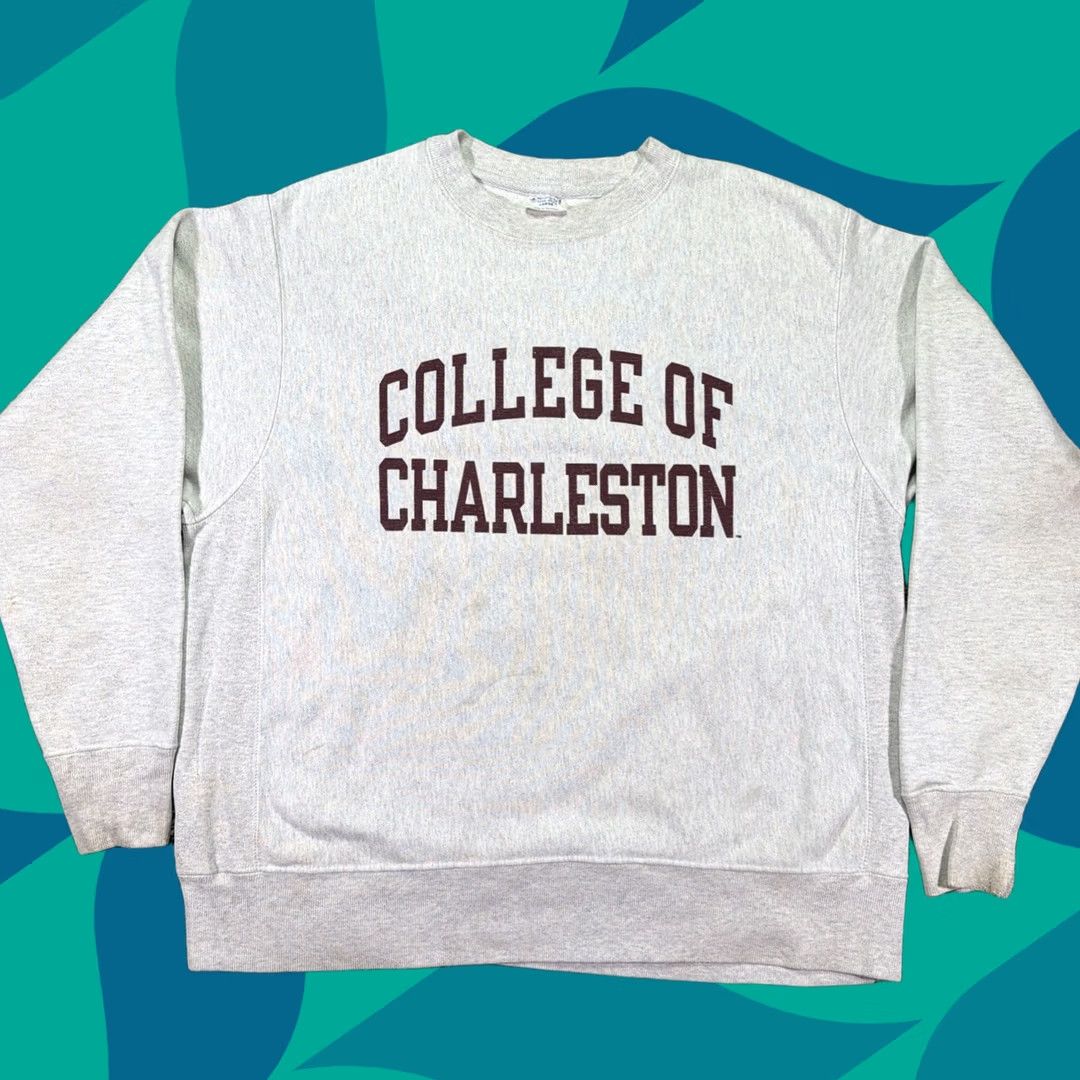 Vintage Champion Sweatshirt Mens Large Gray College Of Charleston 90s Reverse Weave, Men's