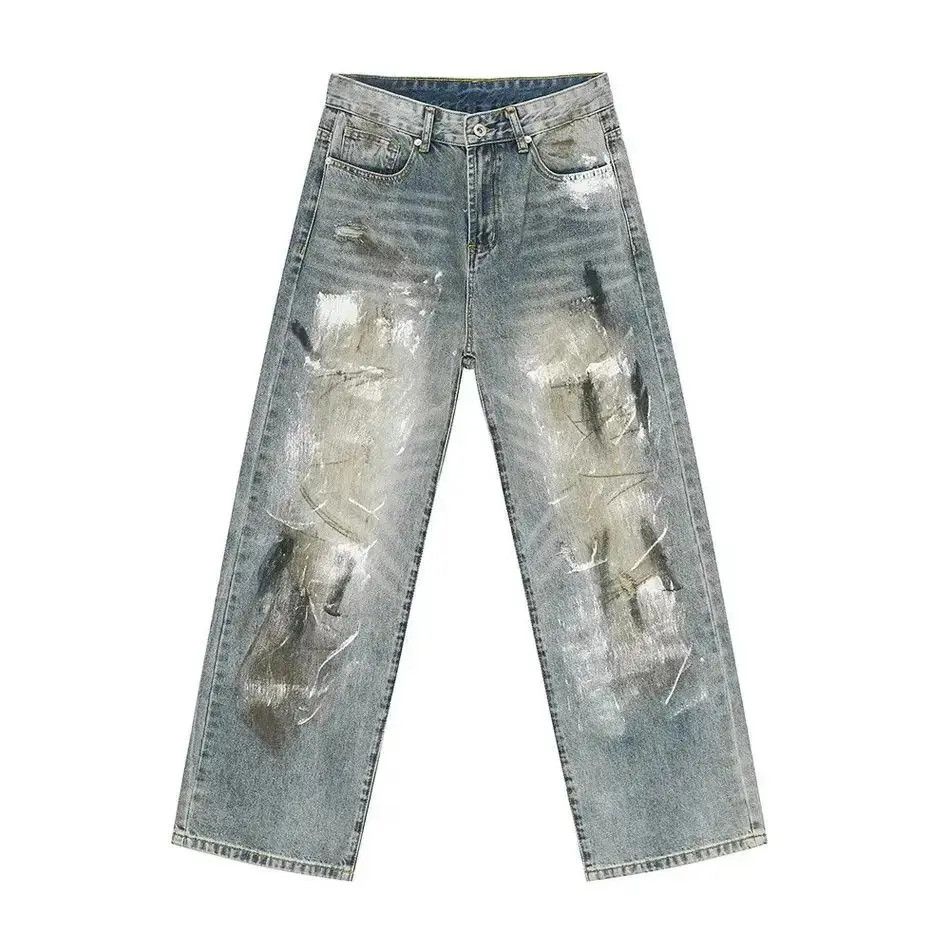 Japanese Brand Retro loose wide leg graffiti jeans Size US 32 / EU 48 - 5 Thumbnail