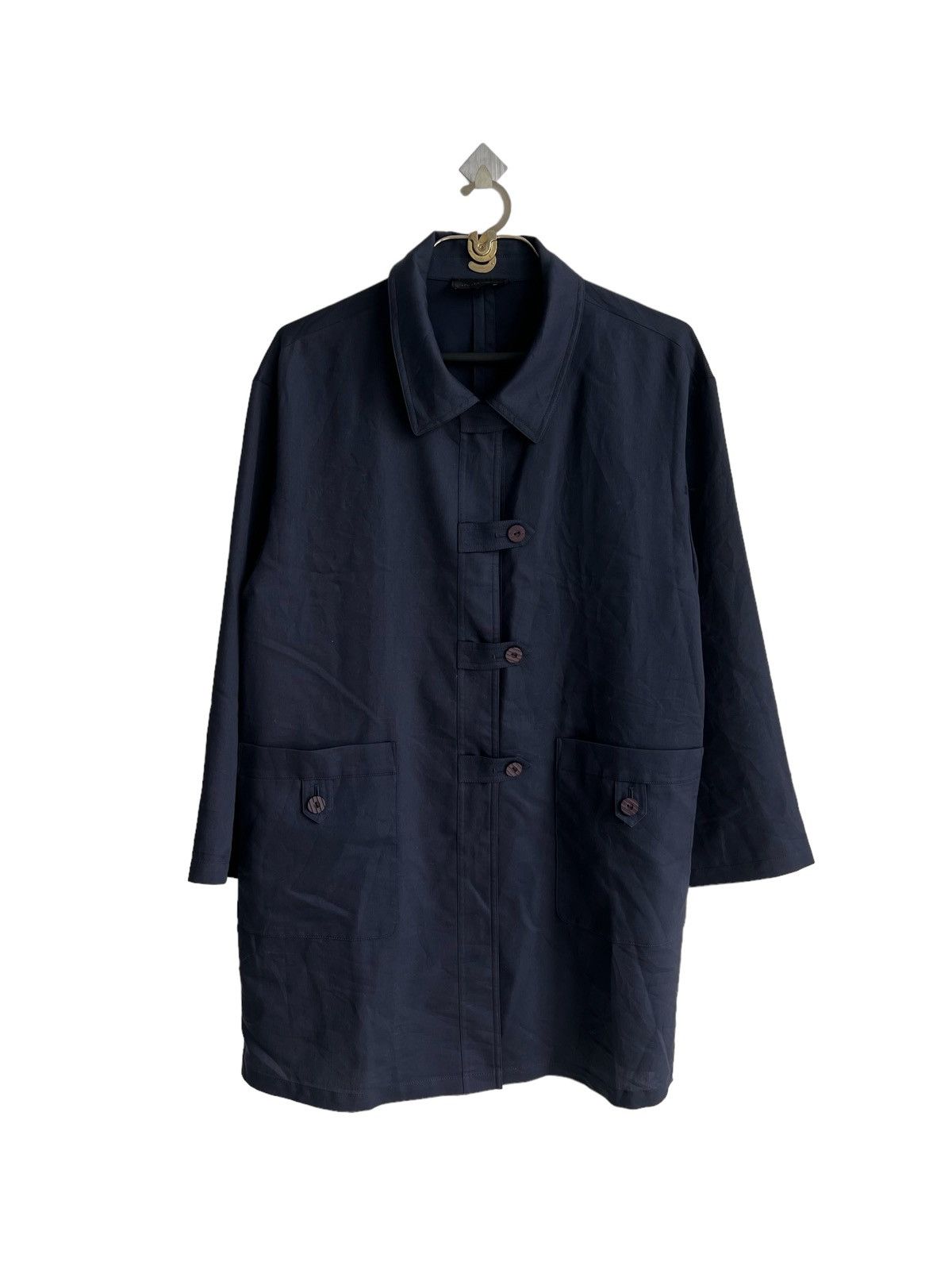 Final Home × Issey Miyake × Tsumori Chisato Vintage Issey Miyake IS Chinese Cut Minimal Long Coat Jacket Size US M / EU 48-50 / 2 - 3 Thumbnail