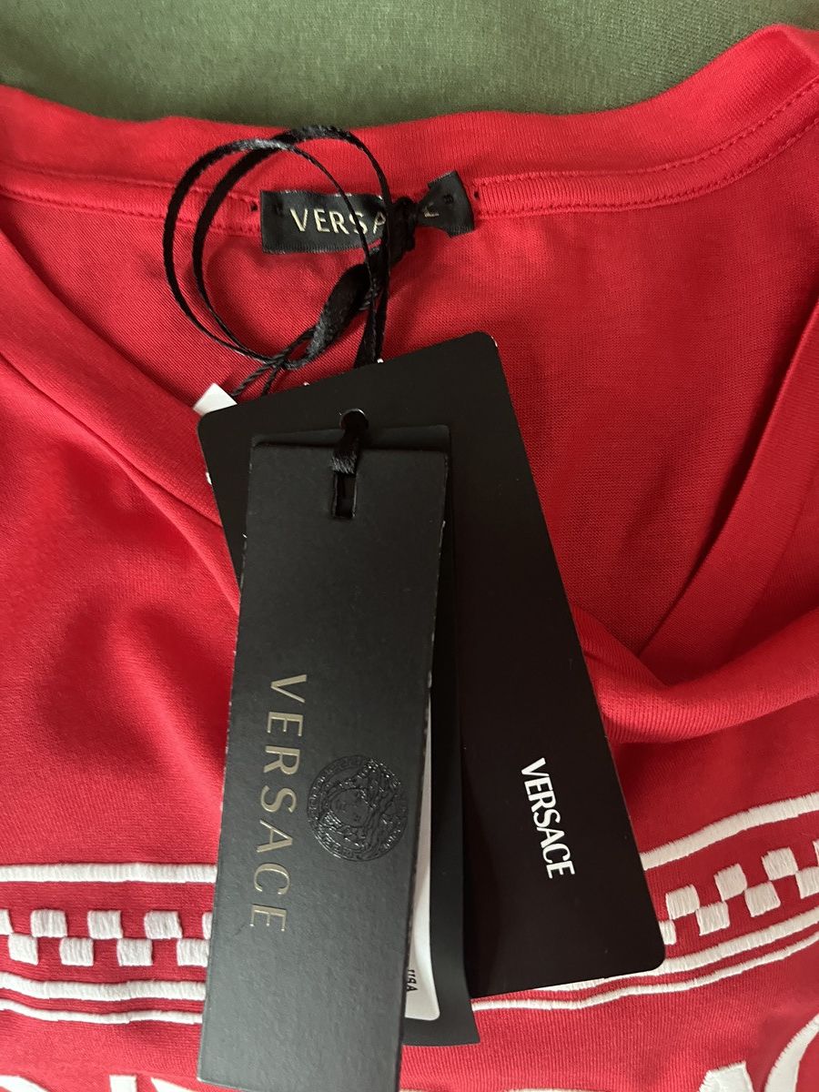 Versace NWT Versace Red White Embroidered Logo T-Shirt IT42/US 6 Size S / US 4 / IT 40 - 3 Thumbnail