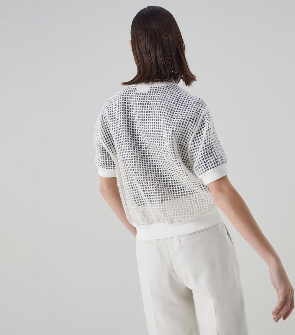 Brunello Cucinelli o1la1rc1a0325 Polo t-shirt with sequins in White Size L / US 10 / IT 46 - 2 Thumbnail