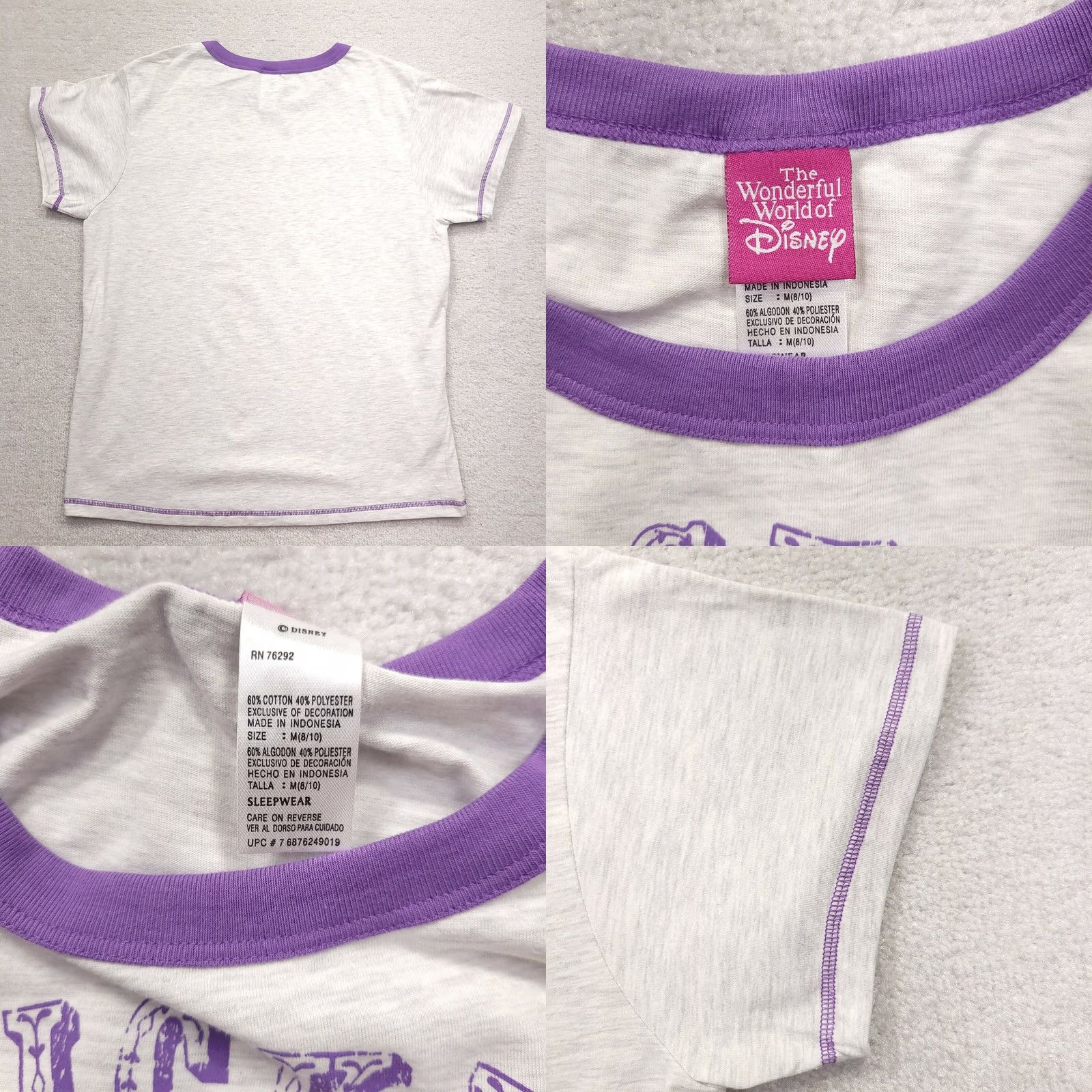 Disney The Wonderful World of Disney Mickey Mouse Sleepwear T Shirt Gray Womens 8-10 Disney Crew Neck Short Sleeve Logo Graphic Print Size L / US 10 / IT 46 - 8 Thumbnail