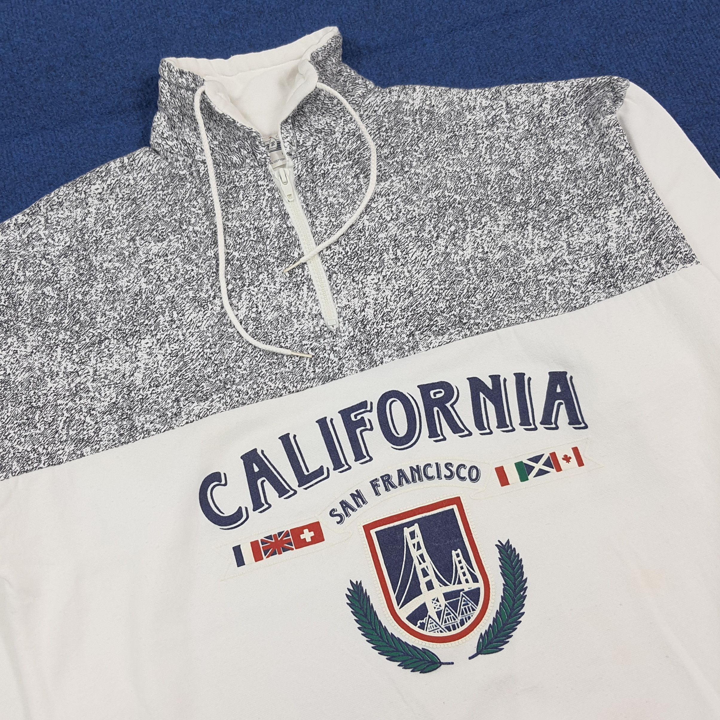 Vintage Vtg 90s California San Francisco Half Zip Sweatshirt C290N27 Size US L / EU 52-54 / 3 - 2 Thumbnail