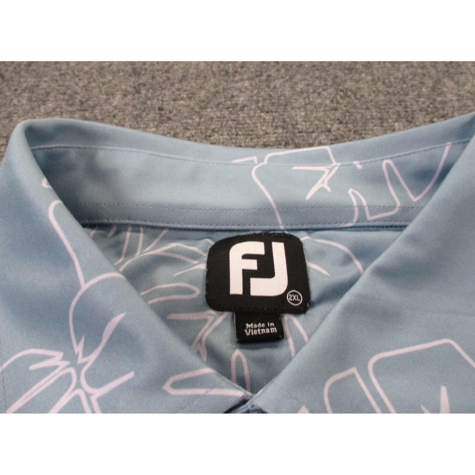 Footjoy FootJoy Polo Shirt Men 2XL Blue Leaf Print Golf Performance Stretch Sport Preppy Size US XXL / EU 58 / 5 - 6 Thumbnail