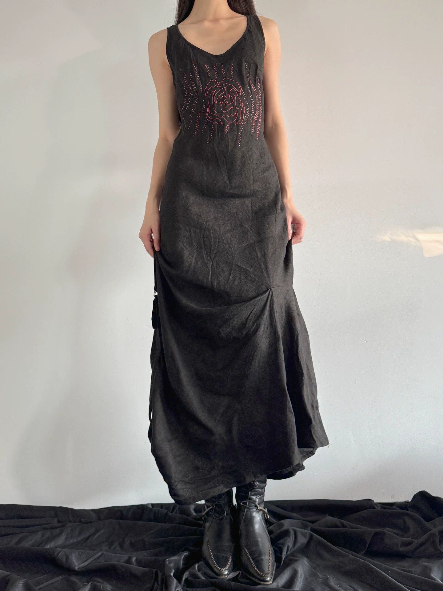 Vintage Vtg Archive Sleeveless Elastic Print Slim Irreg Hem Dress 36 Size XS / US 0-2 / IT 36-38 - 8 Thumbnail