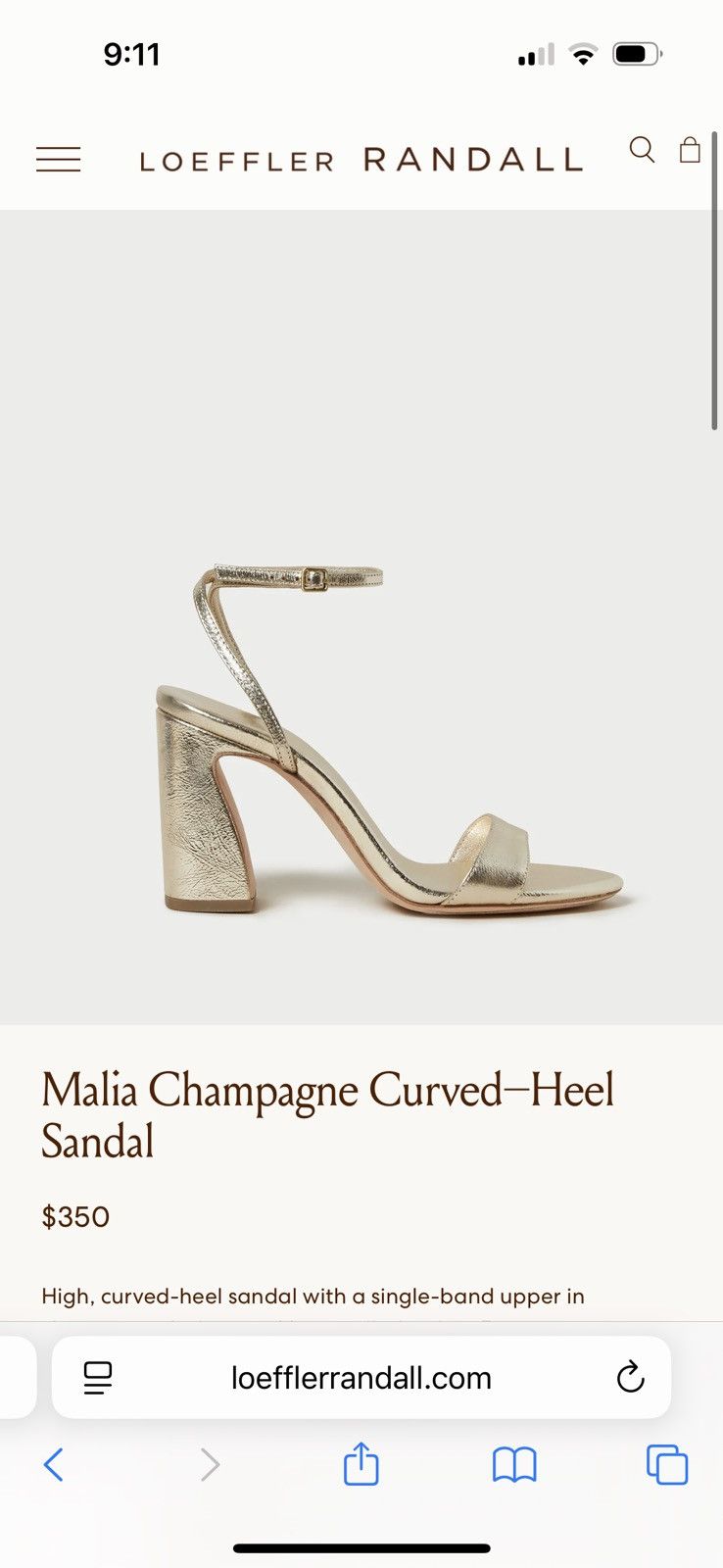 Loeffler Randall Loeffler Randall Malia Champagne Curved Heel Gold Sandel Size US 8 / IT 38 - 3 Thumbnail