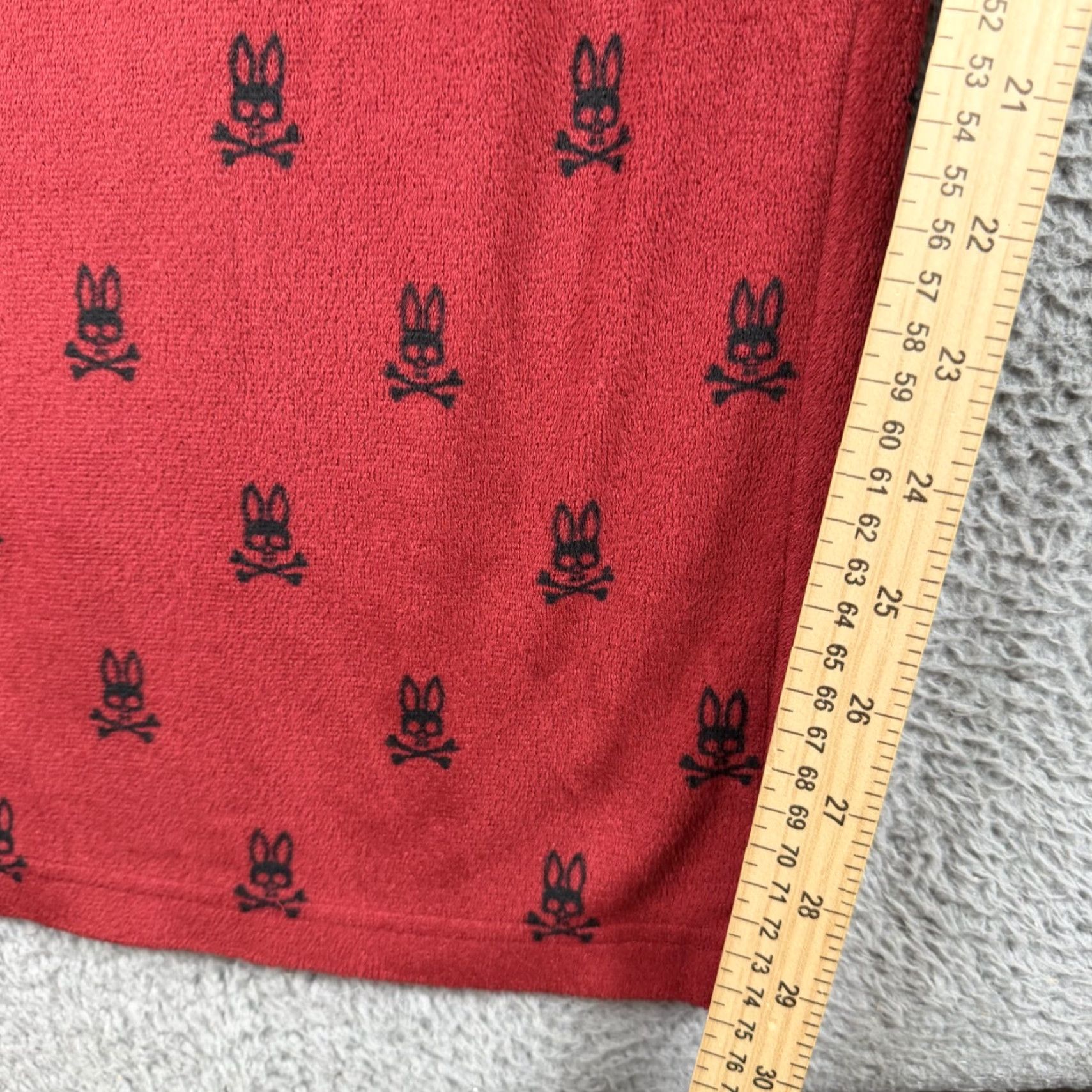 Psycho Bunny Psycho Bunny Men’s Lounge Pants XL Red Black Bunny Skull Logo Plush Velour Size US 36 / EU 52 - 3 Thumbnail