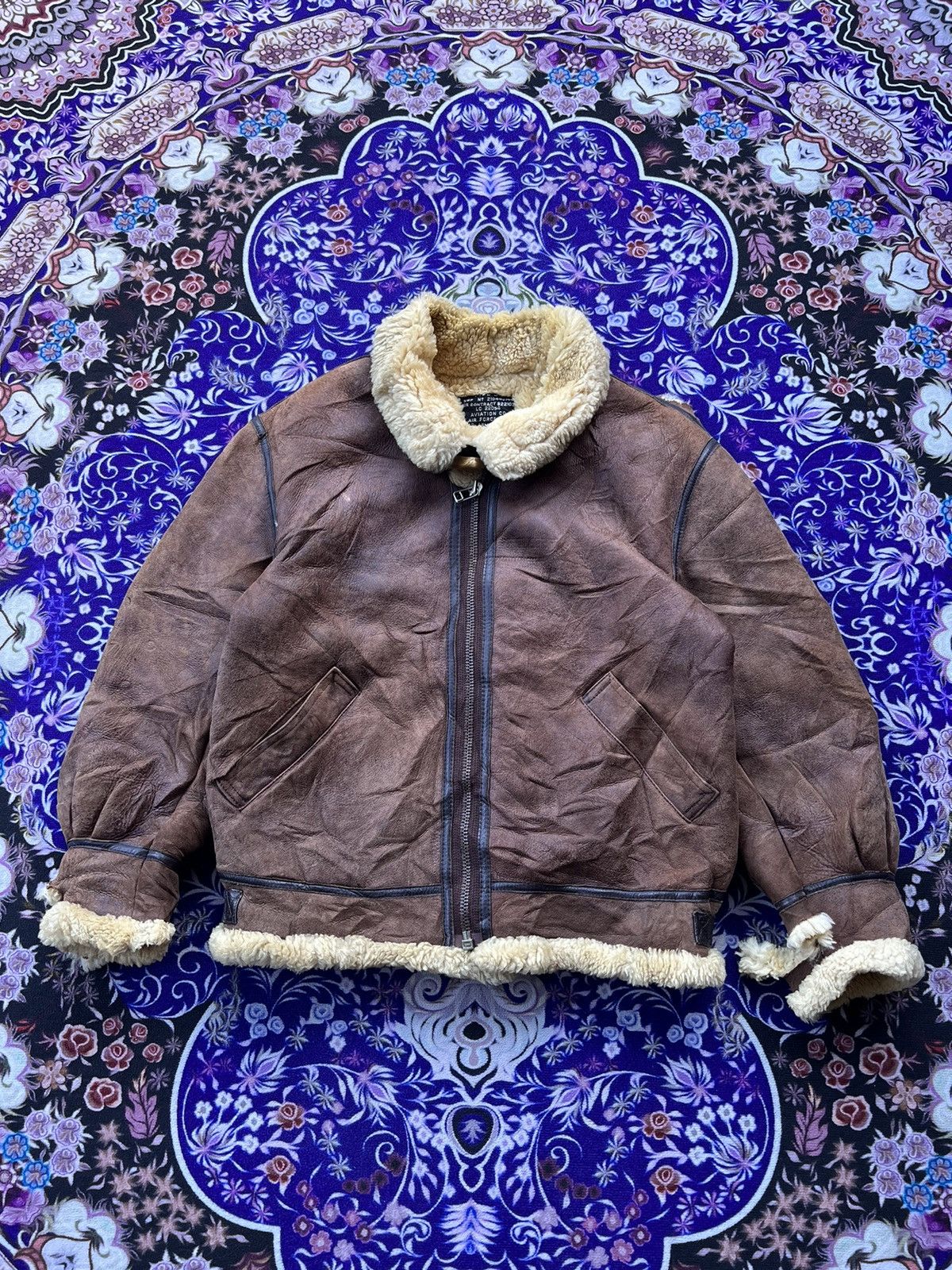 Avirex Distressed Type B-3 Leather Sherpa Shearling Flying Jacket Size US L / EU 52-54 / 3 - 1 Thumbnail