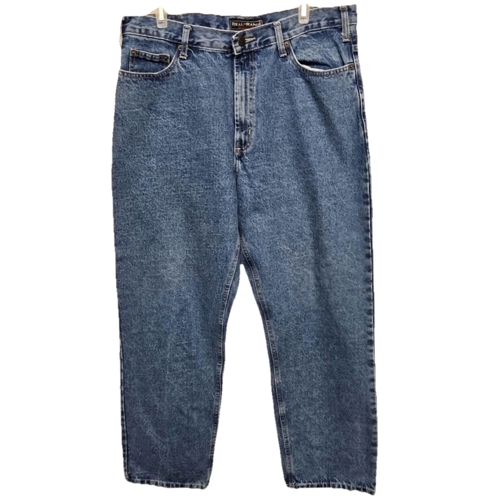Denime Real Ranch Jeans Men’s 36x30 Regular Fit 100% Cotton Classic Blue Denim Straight Size US 36 / EU 52 - 2 Thumbnail