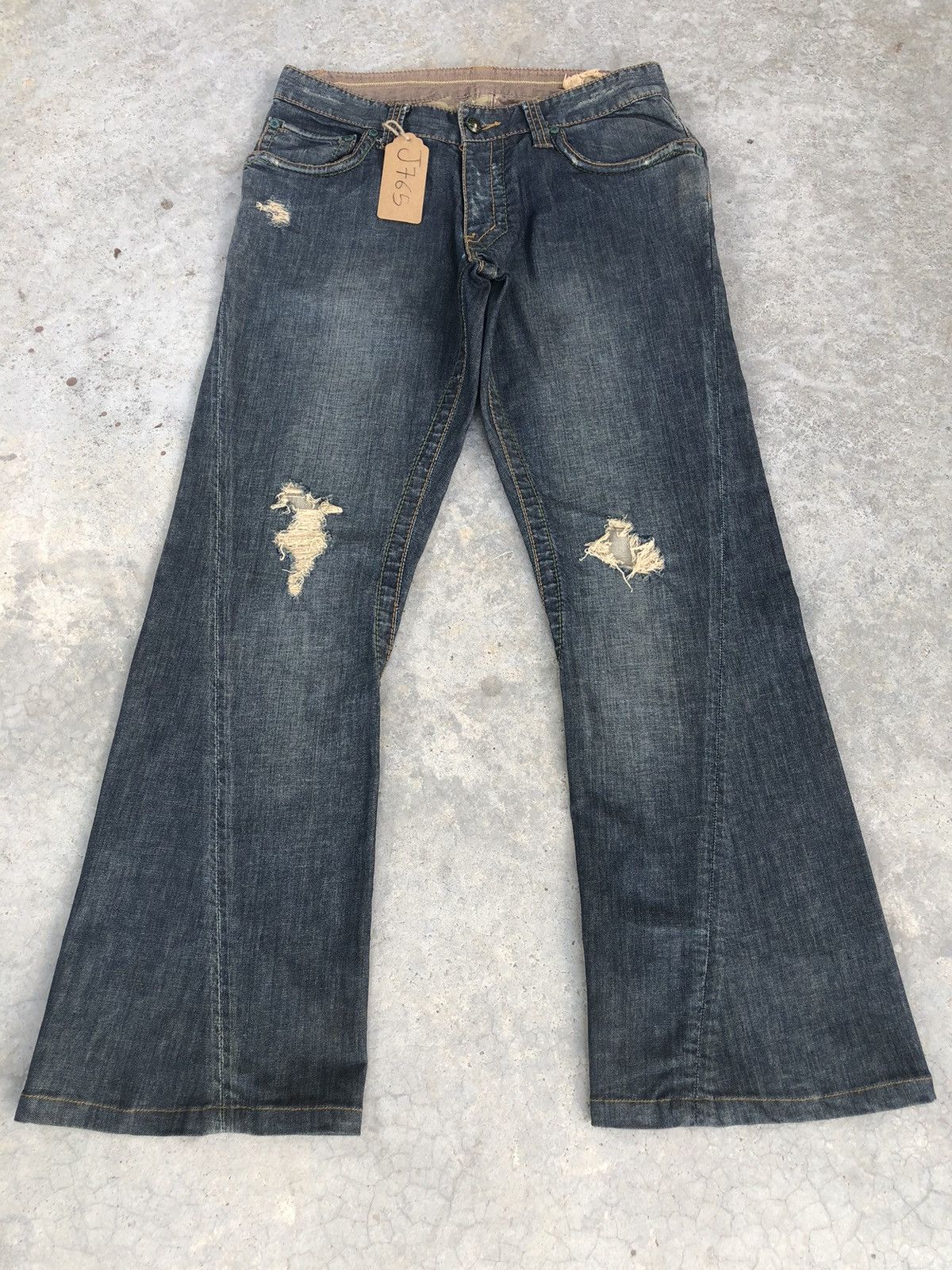 Japanese Stitchs Flared Jeans Distressed Jeans